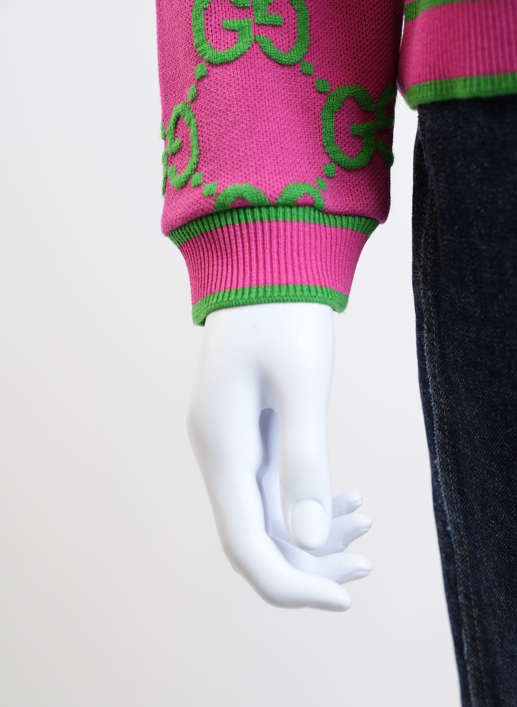 Gucci GG Wool Bloucle Jacquard Pink Cardigan