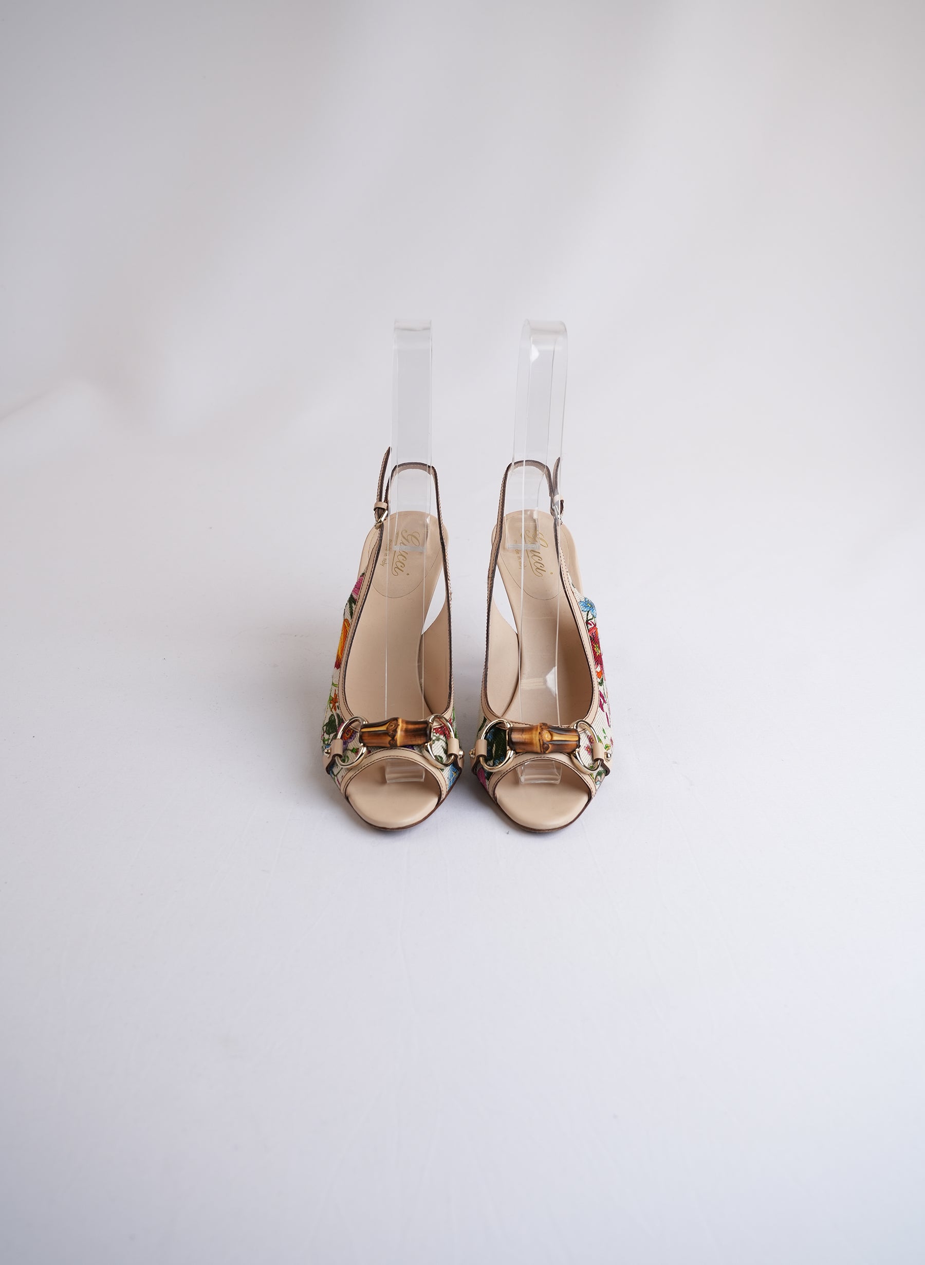 Gucci Bamboo Slingback Monogram Heels