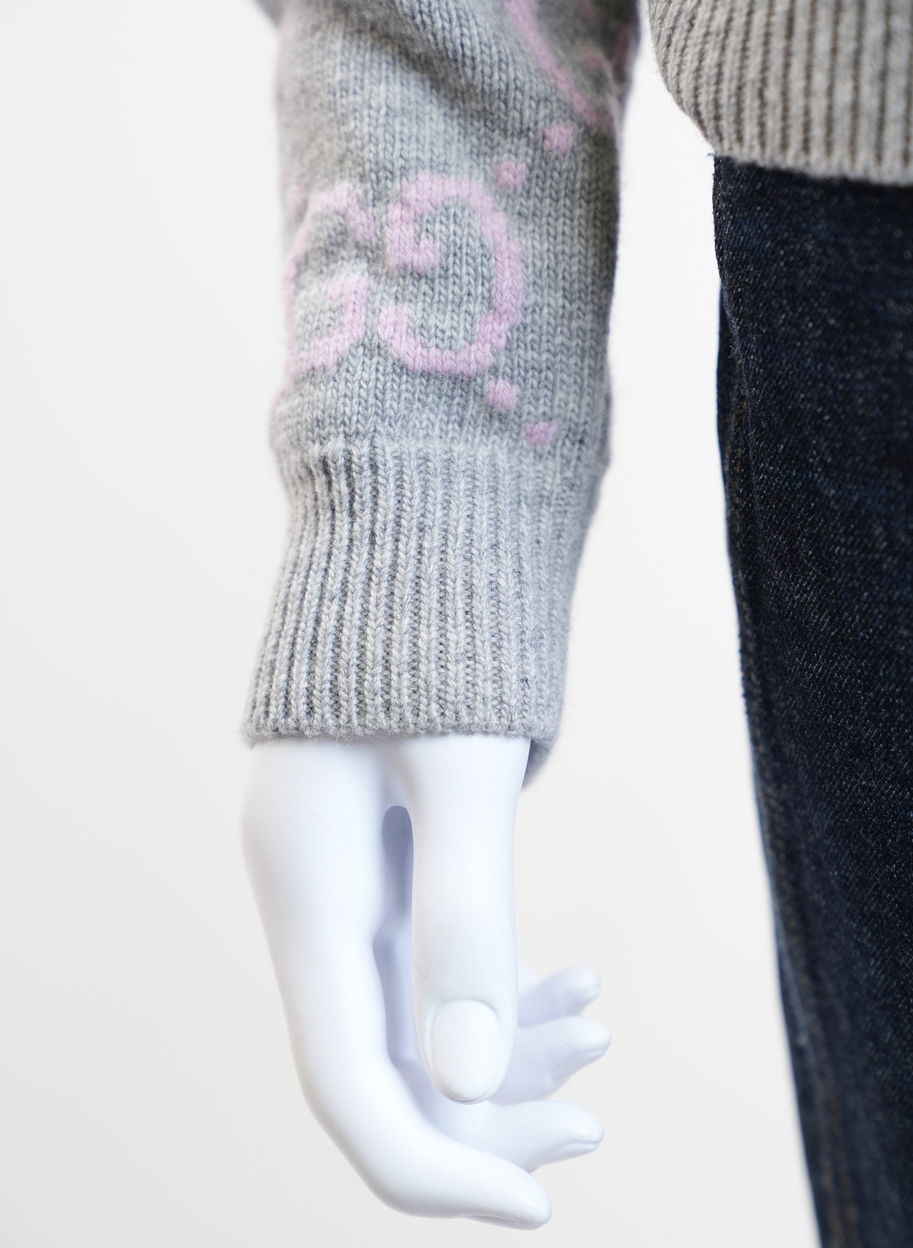 Gucci GG Wool Bloucle Jacquard Light Grey Cardigan