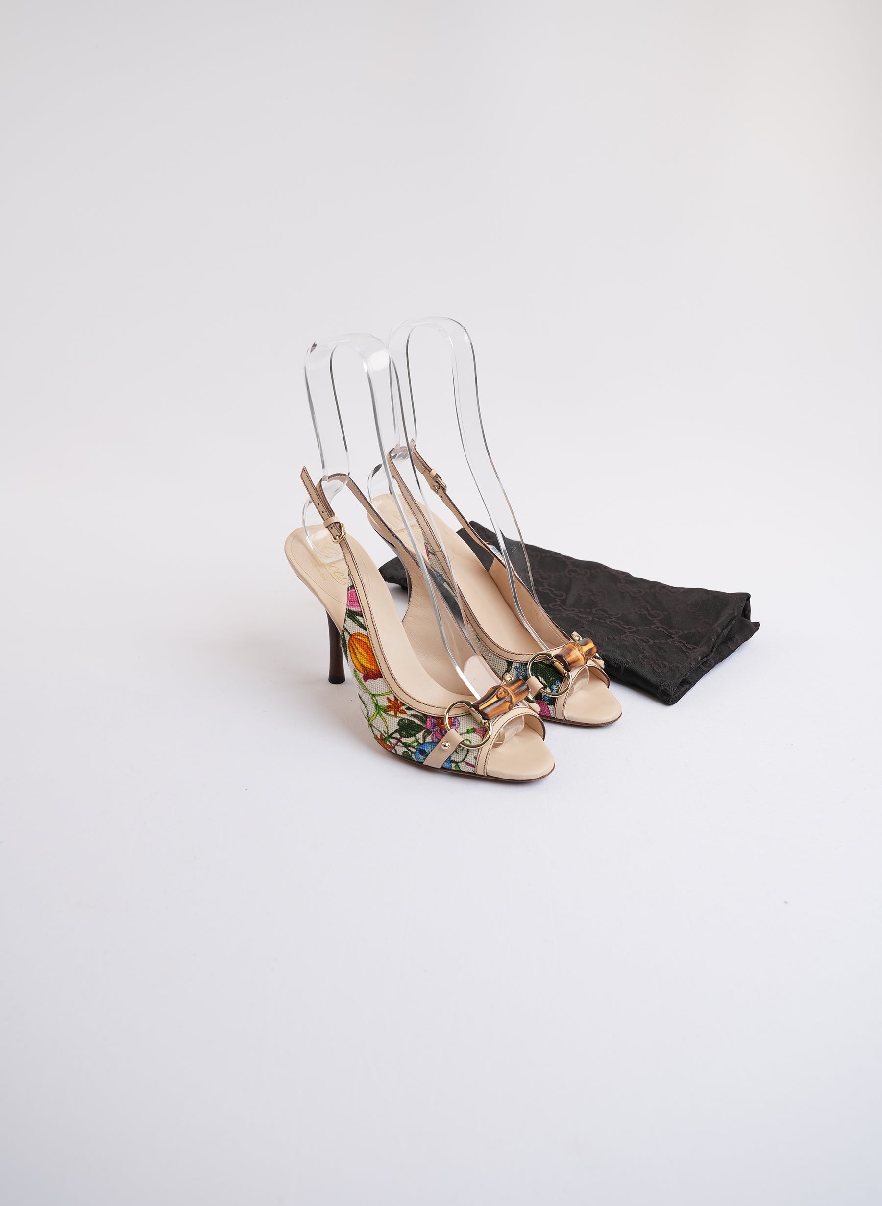 Gucci Bamboo Slingback Monogram Heels