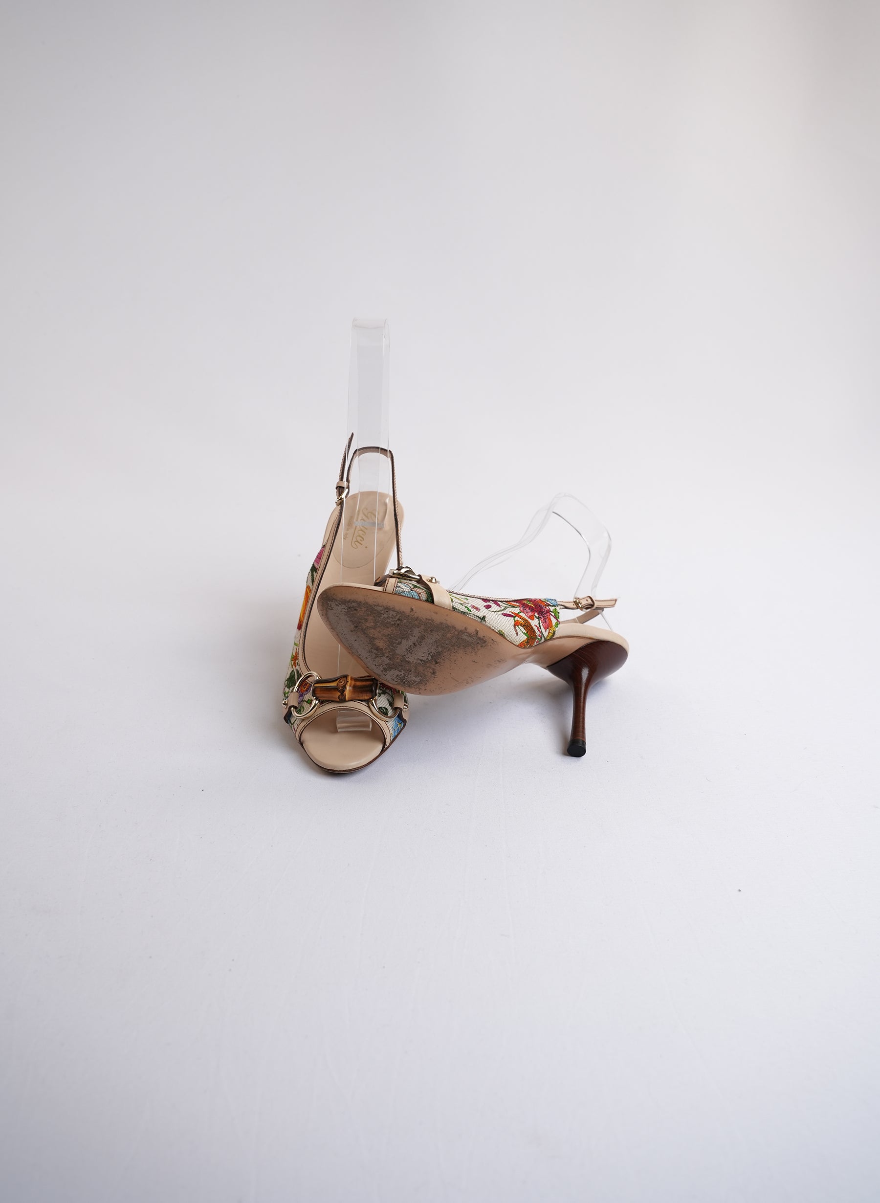 Gucci Bamboo Slingback Monogram Heels