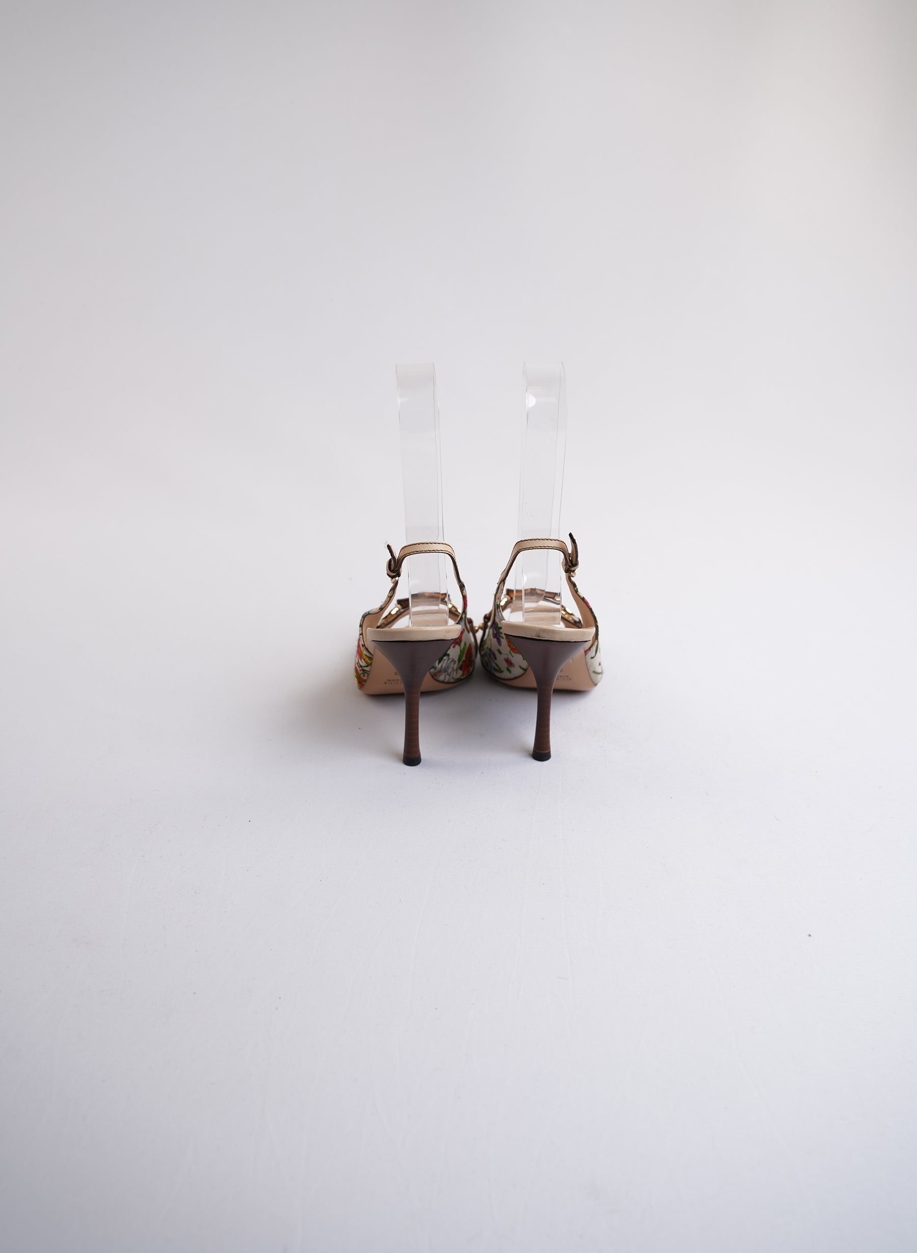 Gucci Bamboo Slingback Monogram Heels