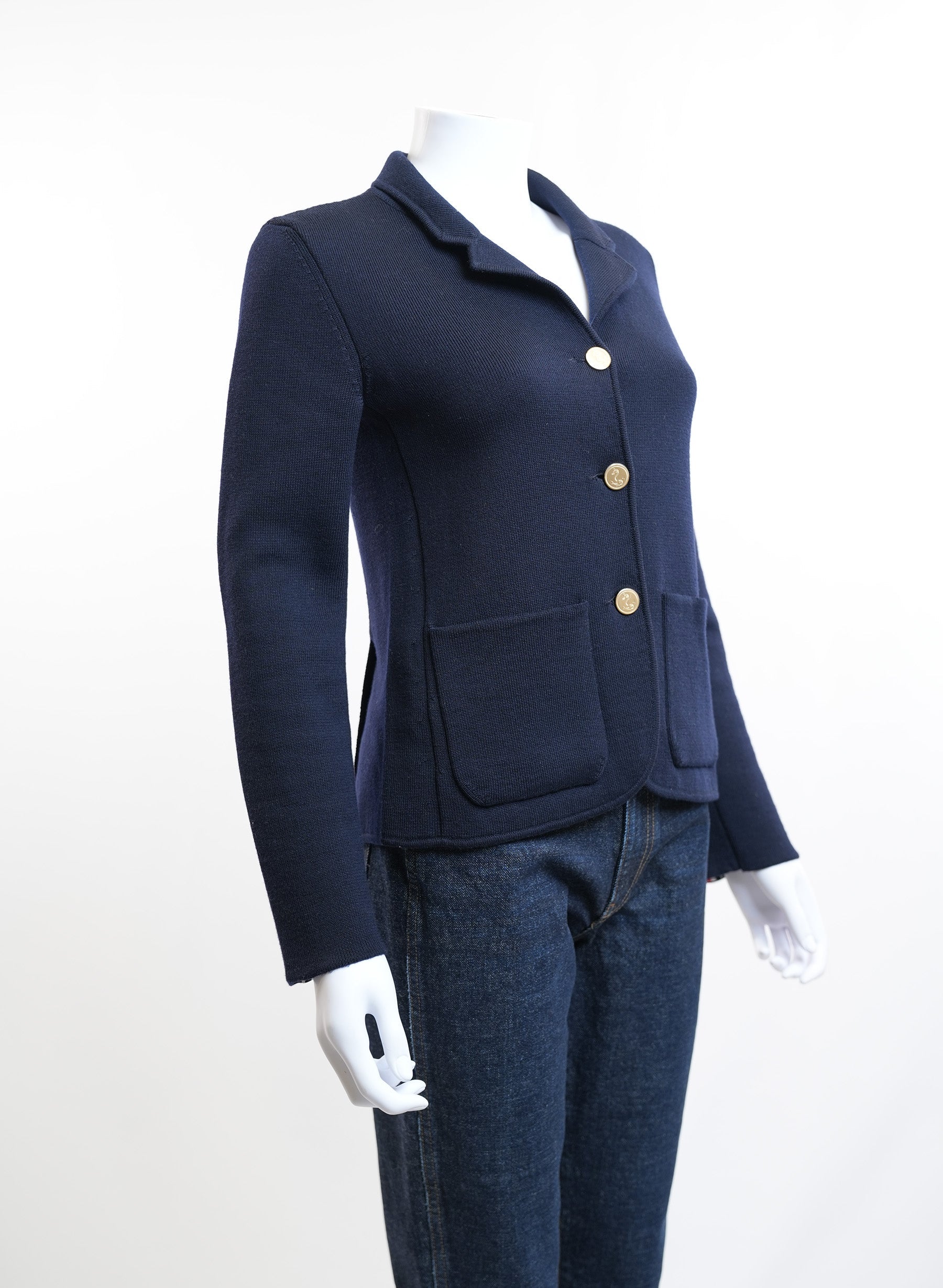 Thom Browne Wool Blend Navy Blue Blazer