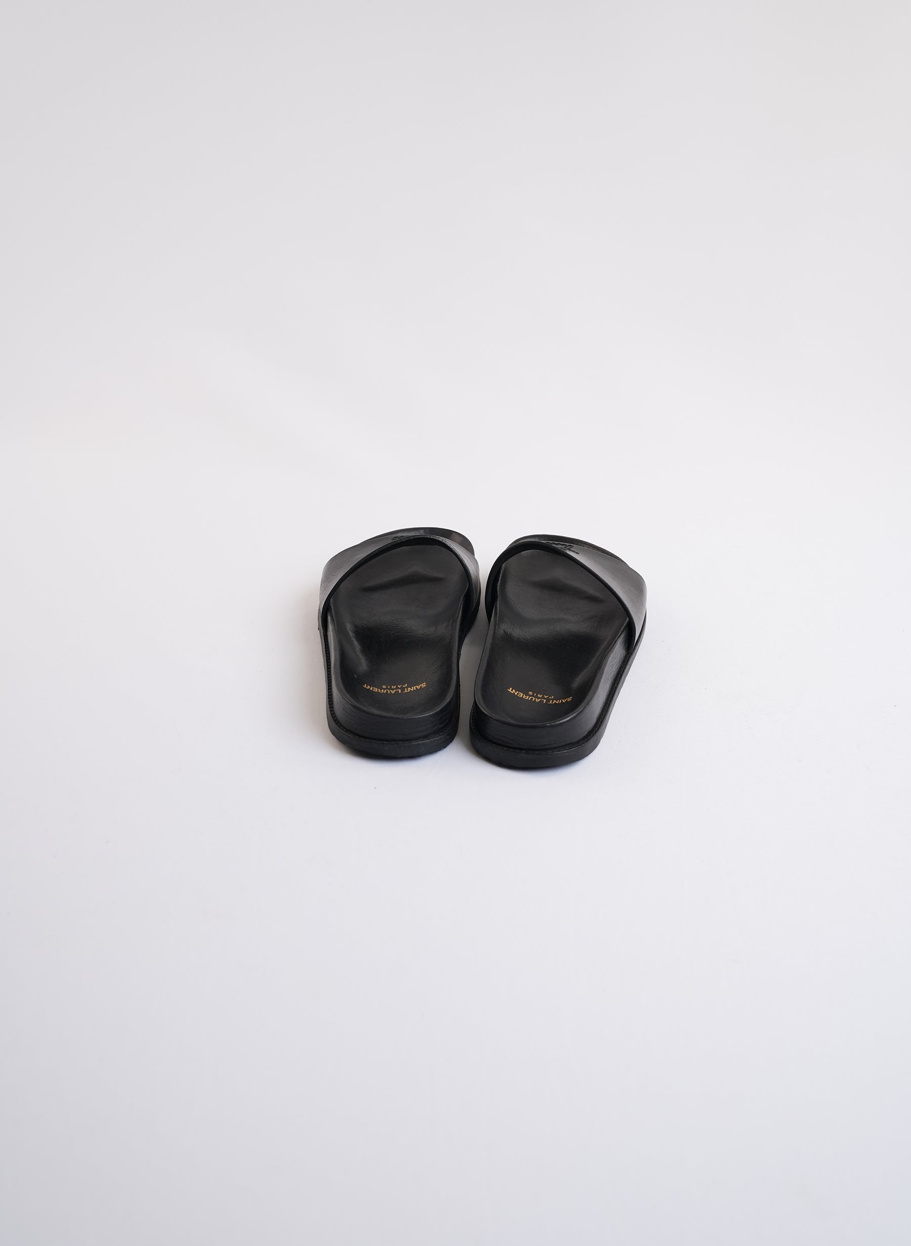 Saint Laurent Black Leather Slides