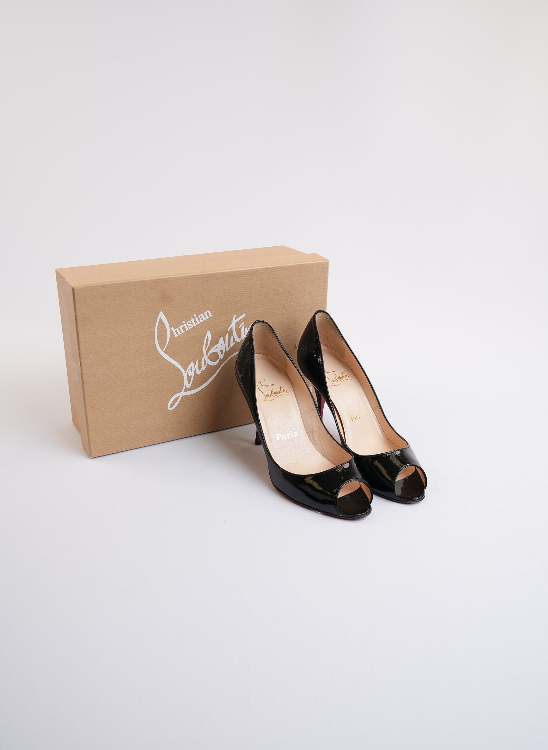Christian Louboutin Patent Leather Peep-Toe Heels