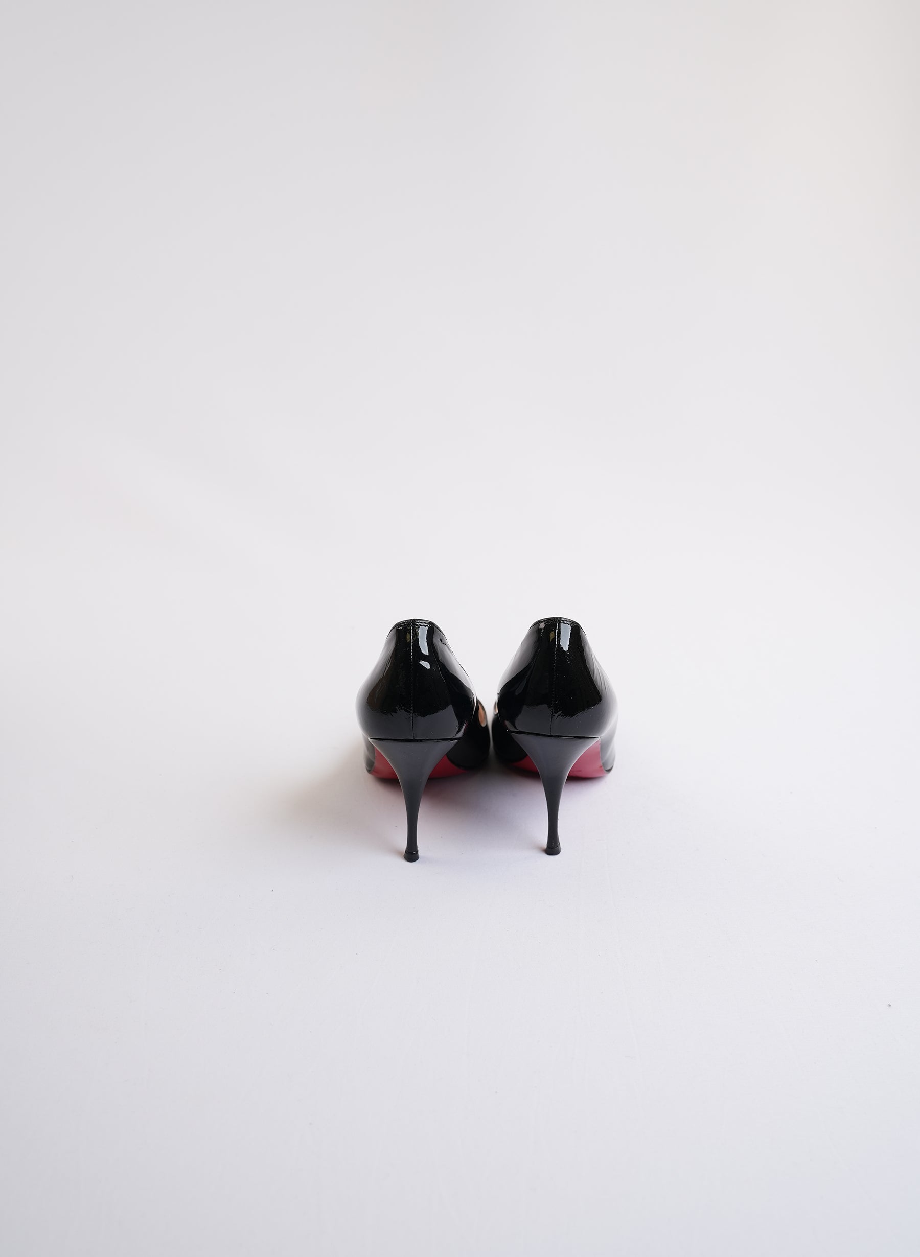 Christian Louboutin Patent Leather Peep-Toe Heels