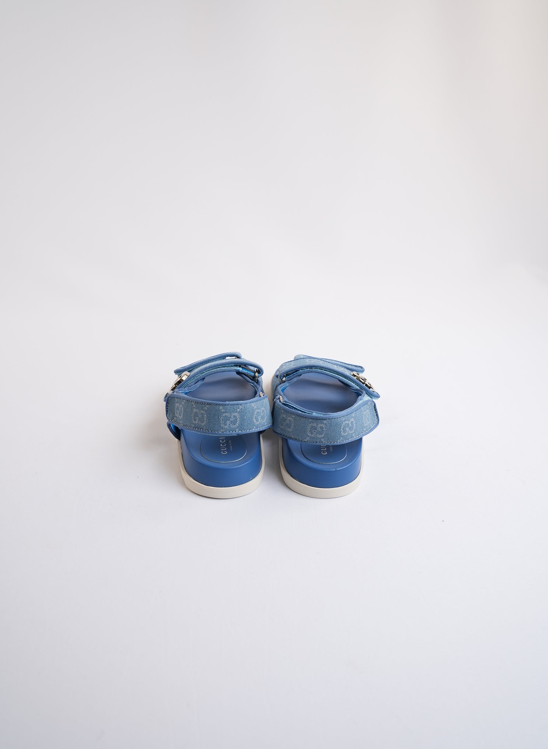Gucci GG Double-Strap Denim Sandals
