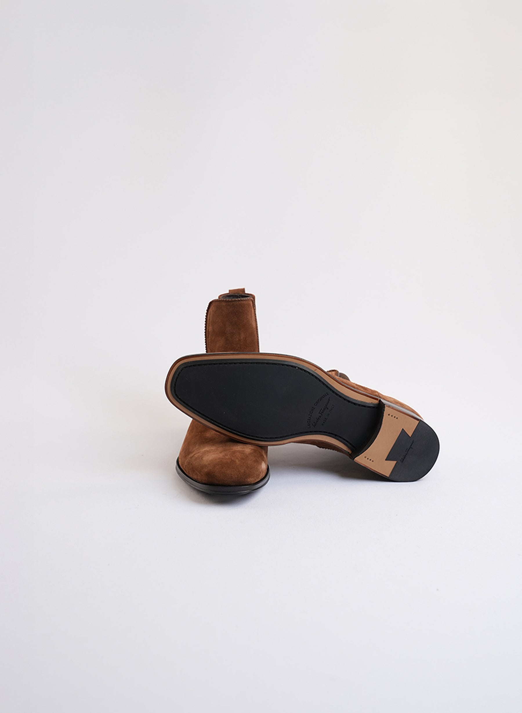 Salvatore Ferragamo Brown Suede Chelsea Boots