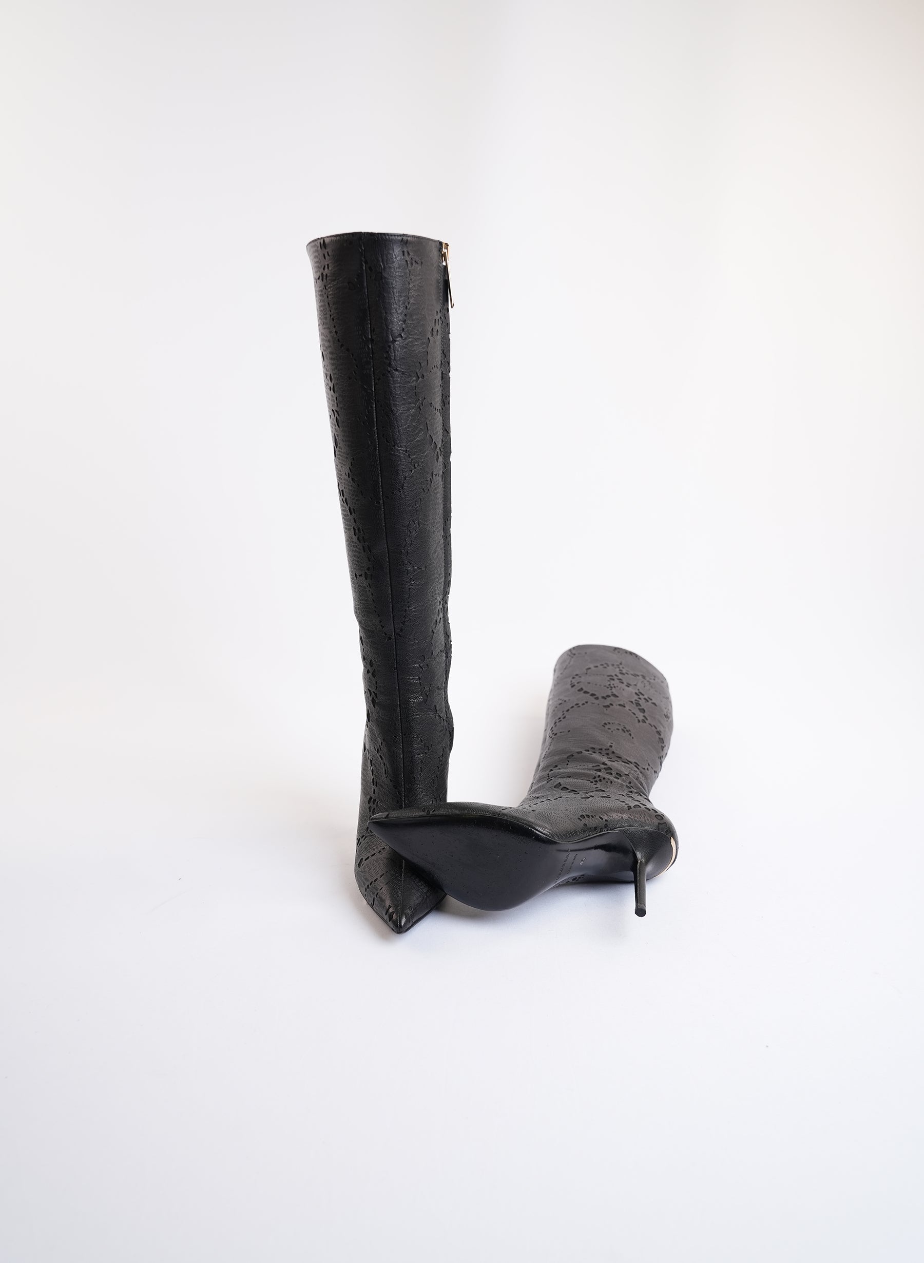 Burberry Black Leather Heel Boots
