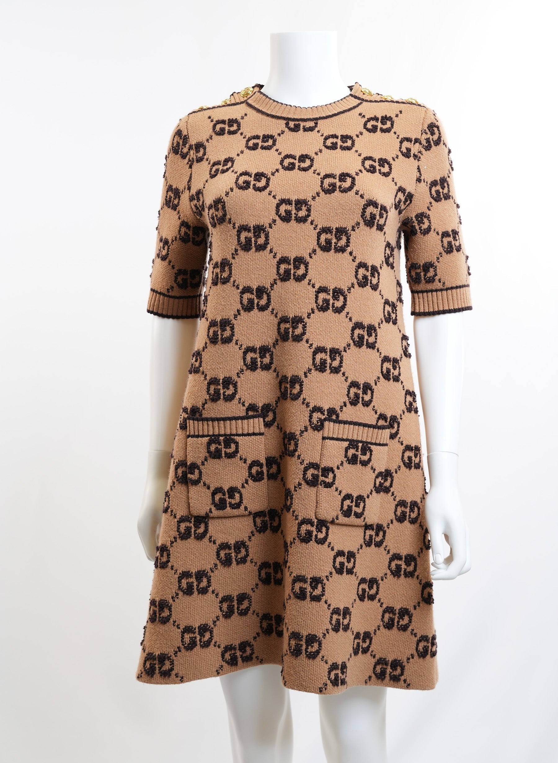 Gucci GG Wool Boucle Jacquard Sweater Dress