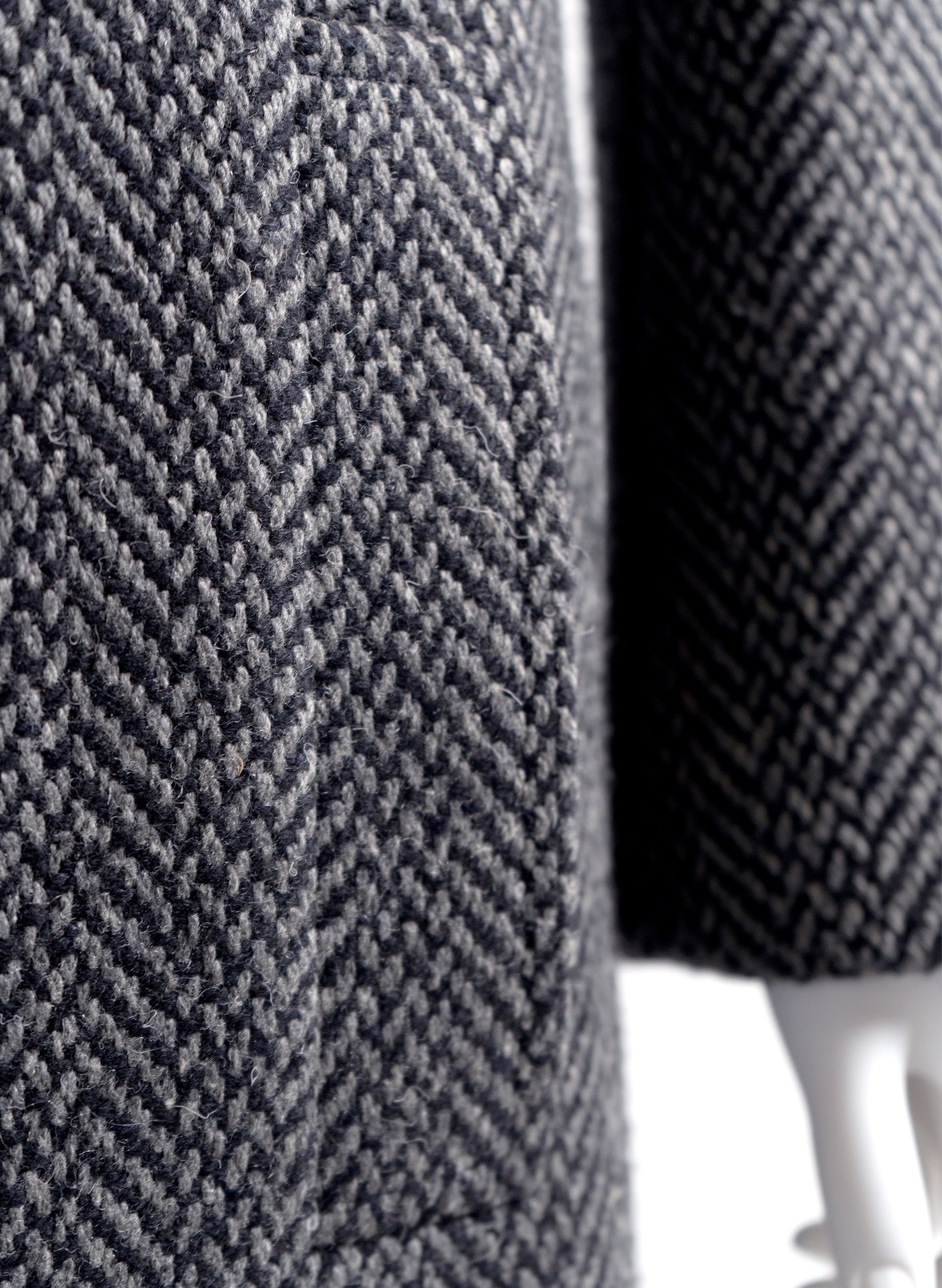 Saint Laurent Wool Herringbone Longline Coat