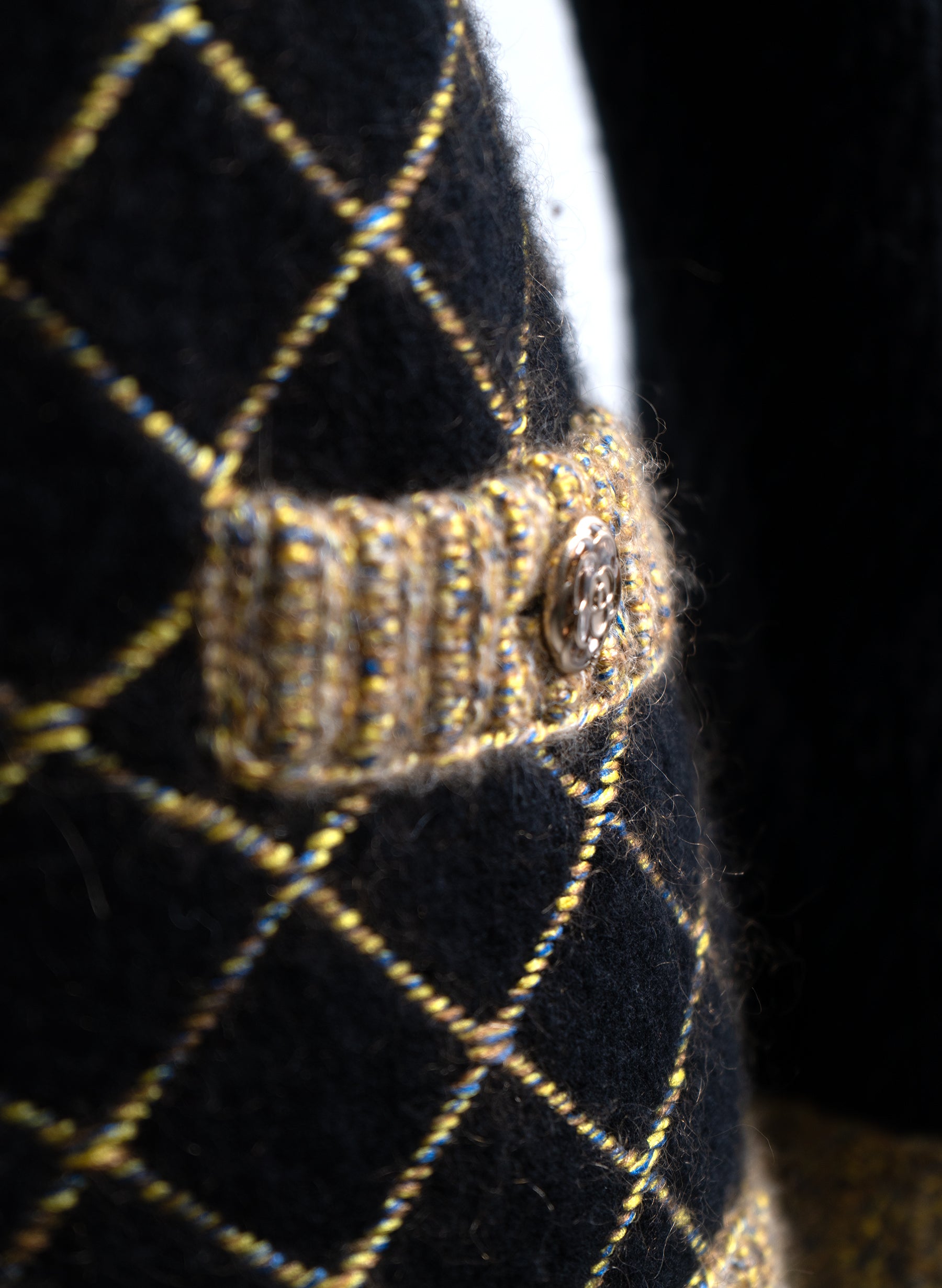 Chanel Black/Gold Camellia Button 'Coco Brasserie' Cardigan