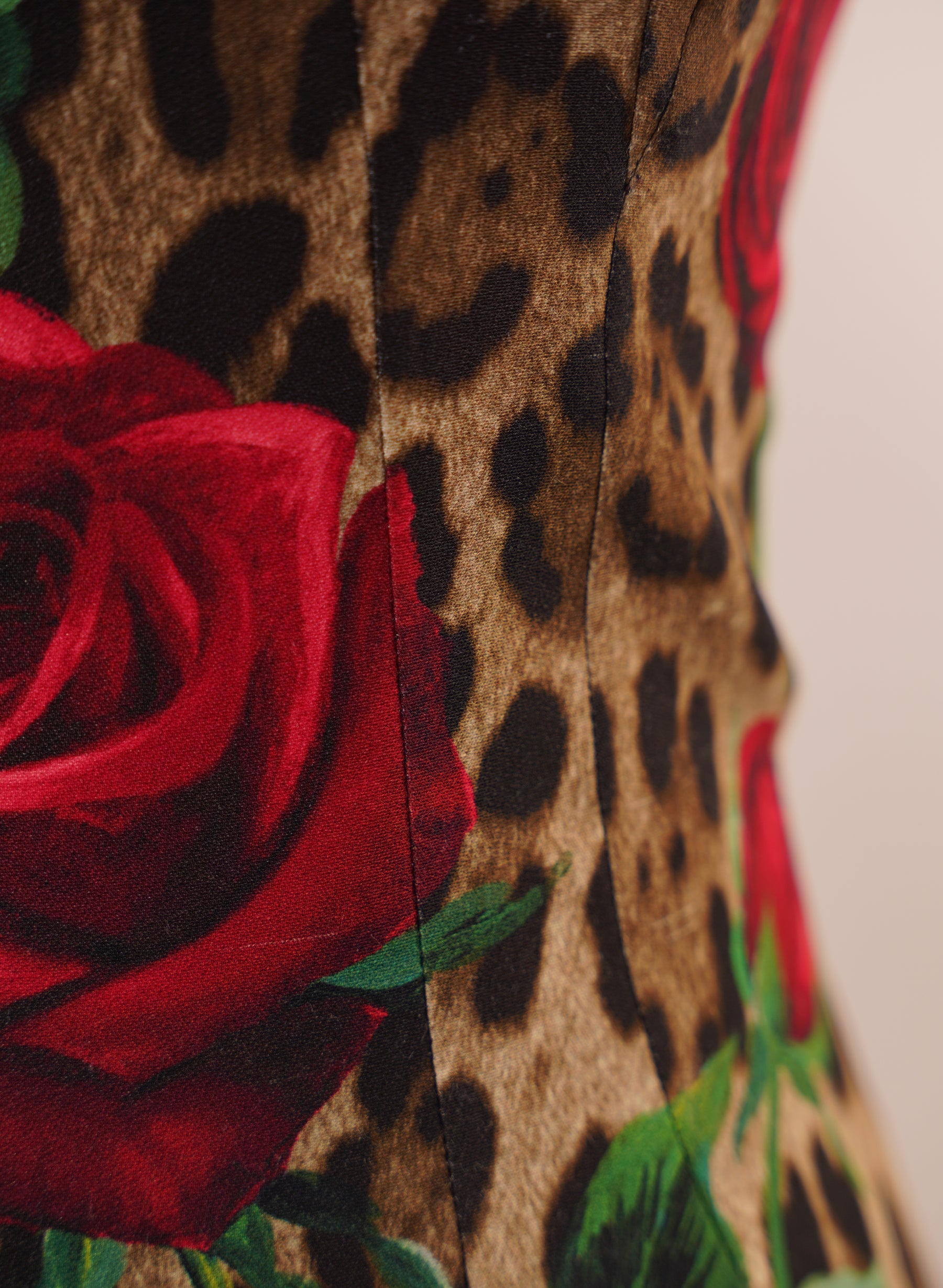 Dolce & Gabbana Leopard Rose Print Bodycon Mini Dress