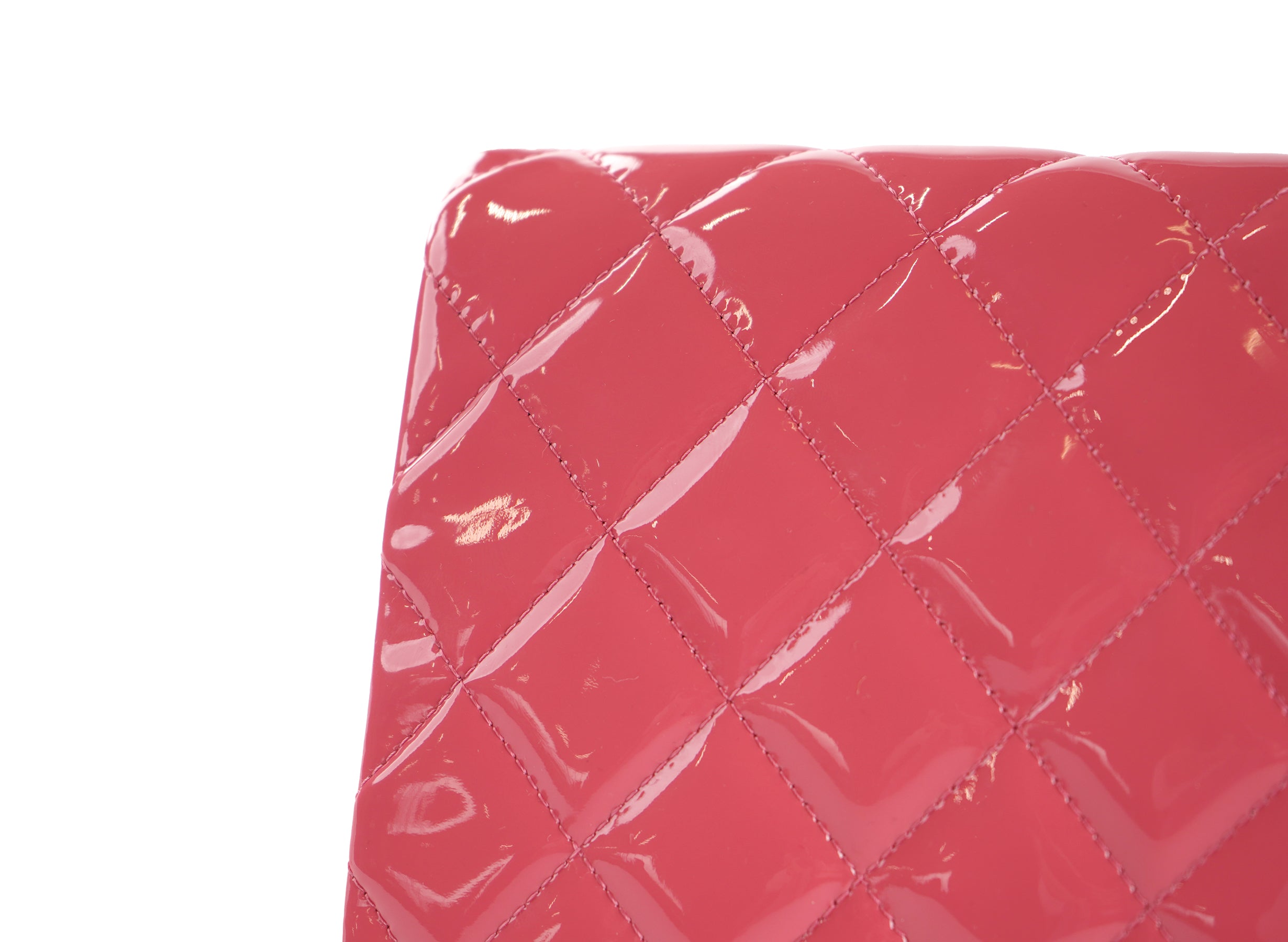 Chanel Patent Leather Quilted Clutch On Chain