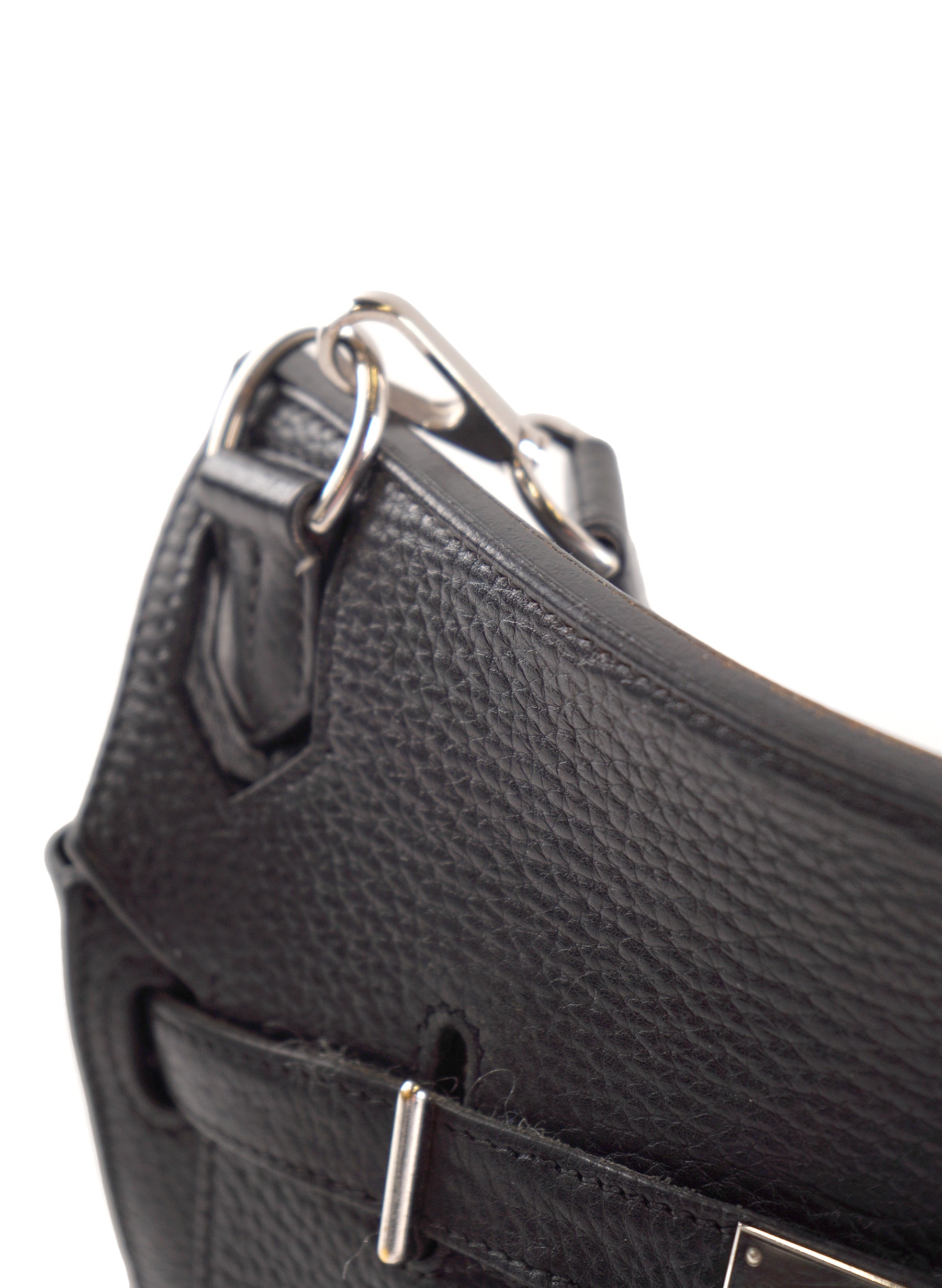 Hermes Taurillon Clemence Jypsiere Bag Noir Palladium