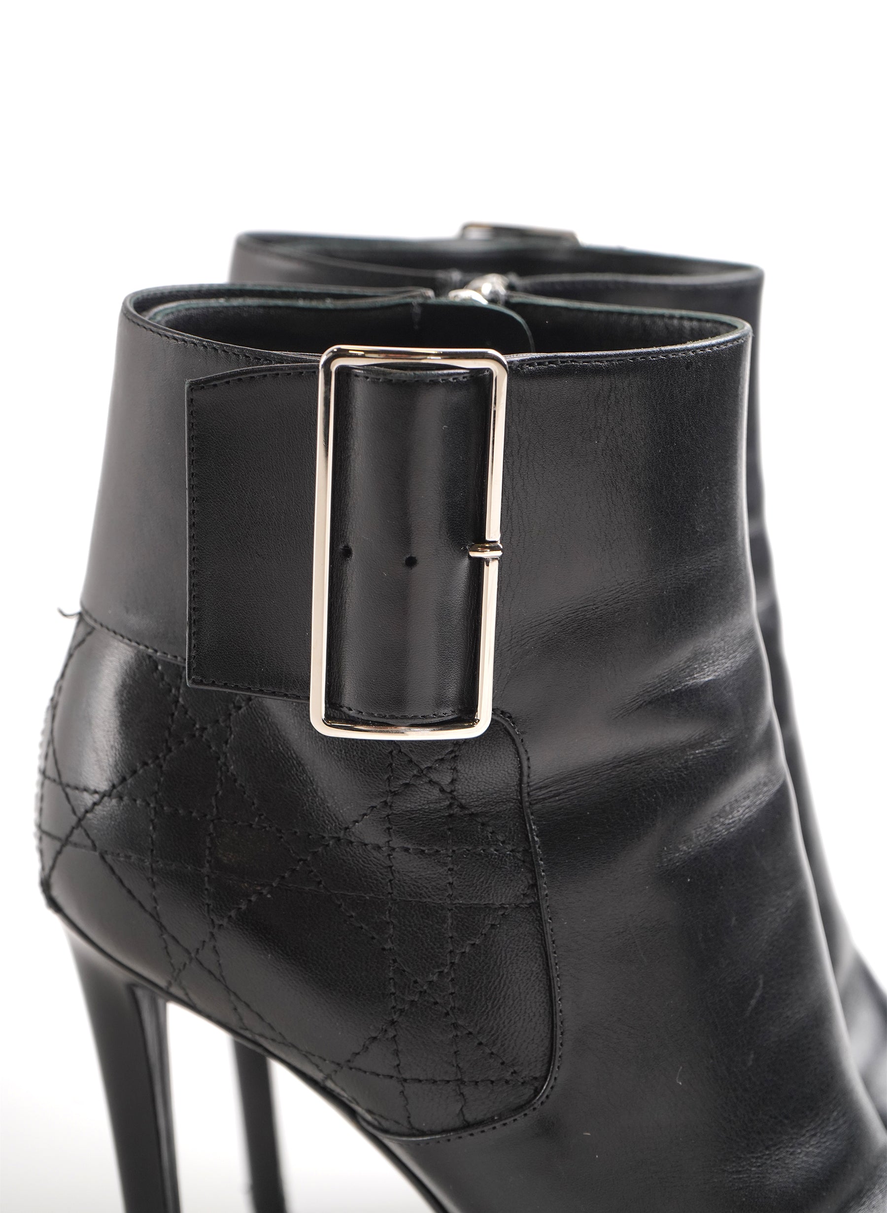 Christian Dior Leather Cannage Stitched Ankle Boots