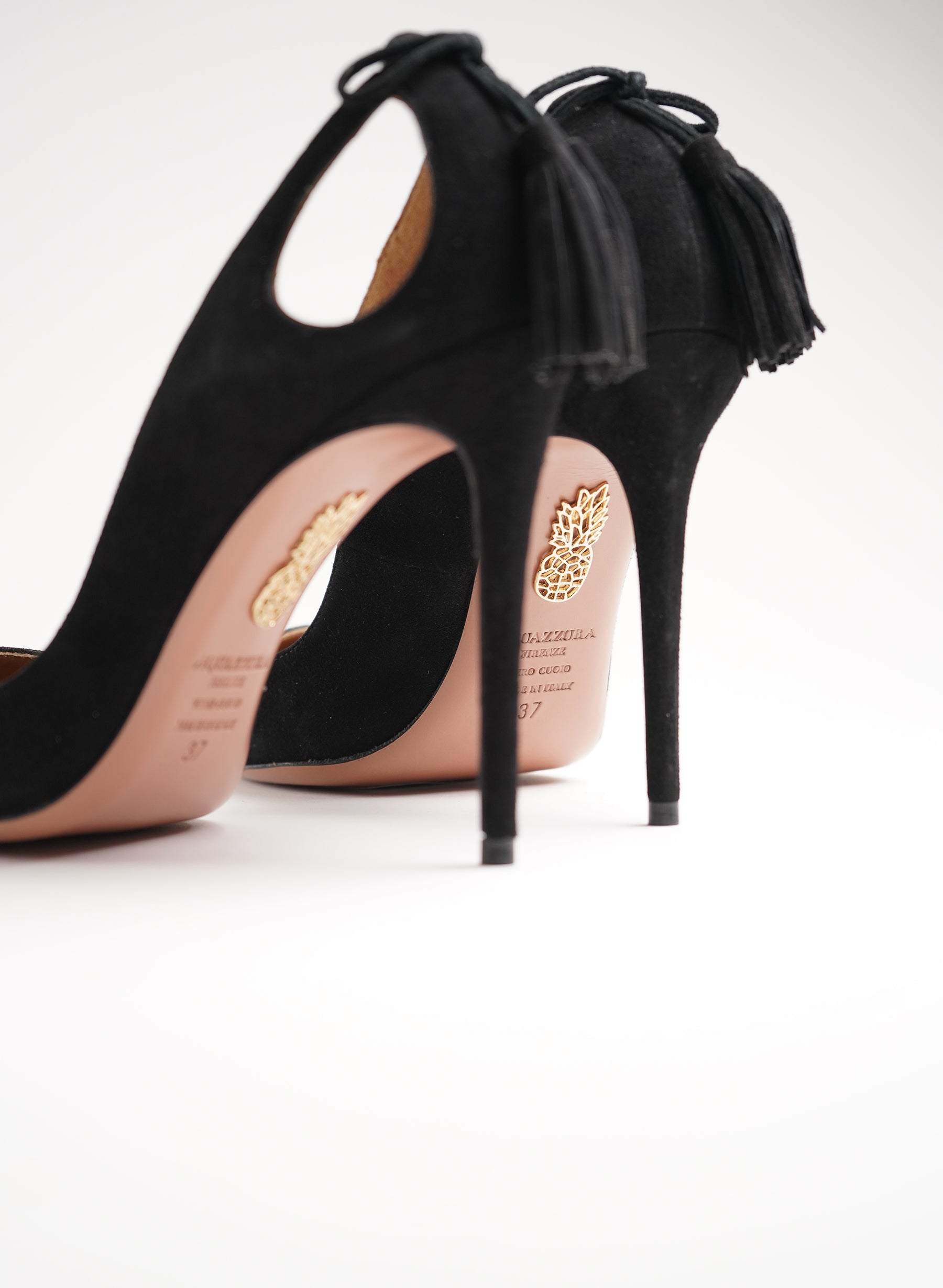 Aquazzura Forever Marilyn Black Suede Heels