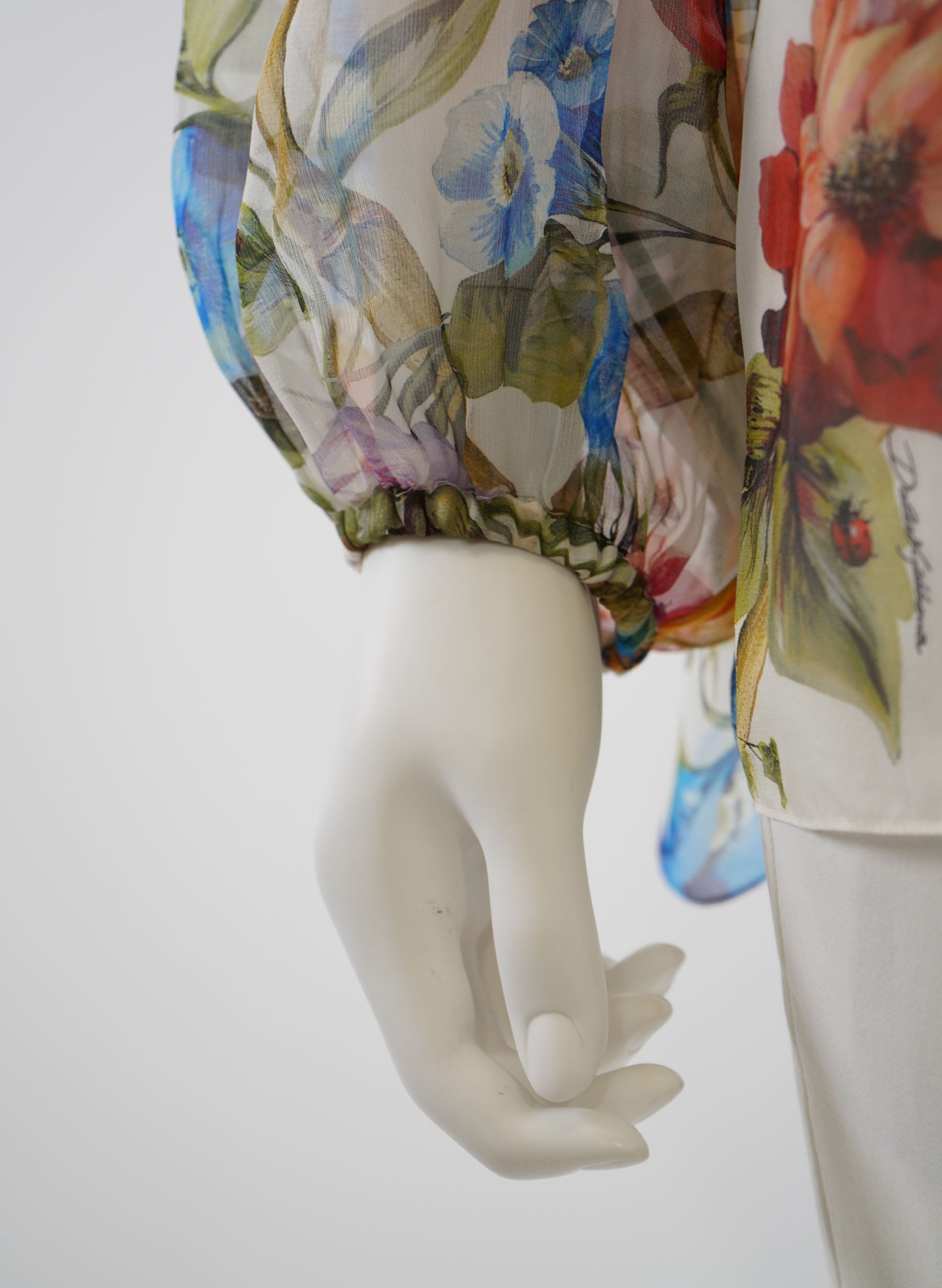 Dolce & Gabbana Sheer Silk Floral Blouse