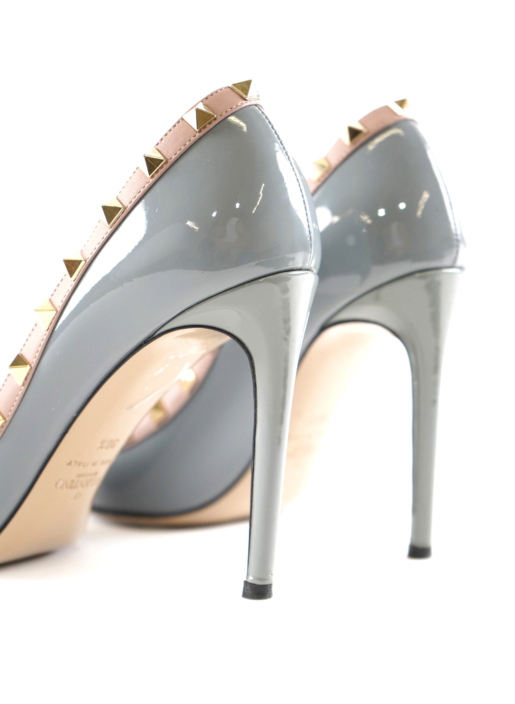 Valentino Blue/Beige Patent and Leather Rockstud Pumps