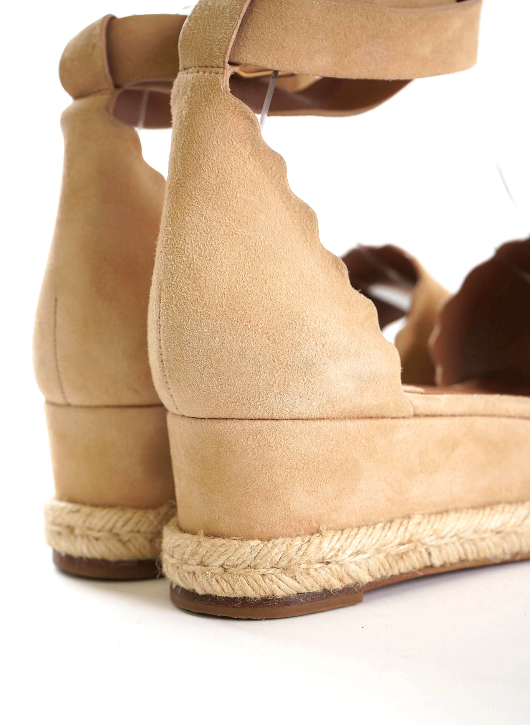 Chloe Suede Scalloped Accent Espadrilles