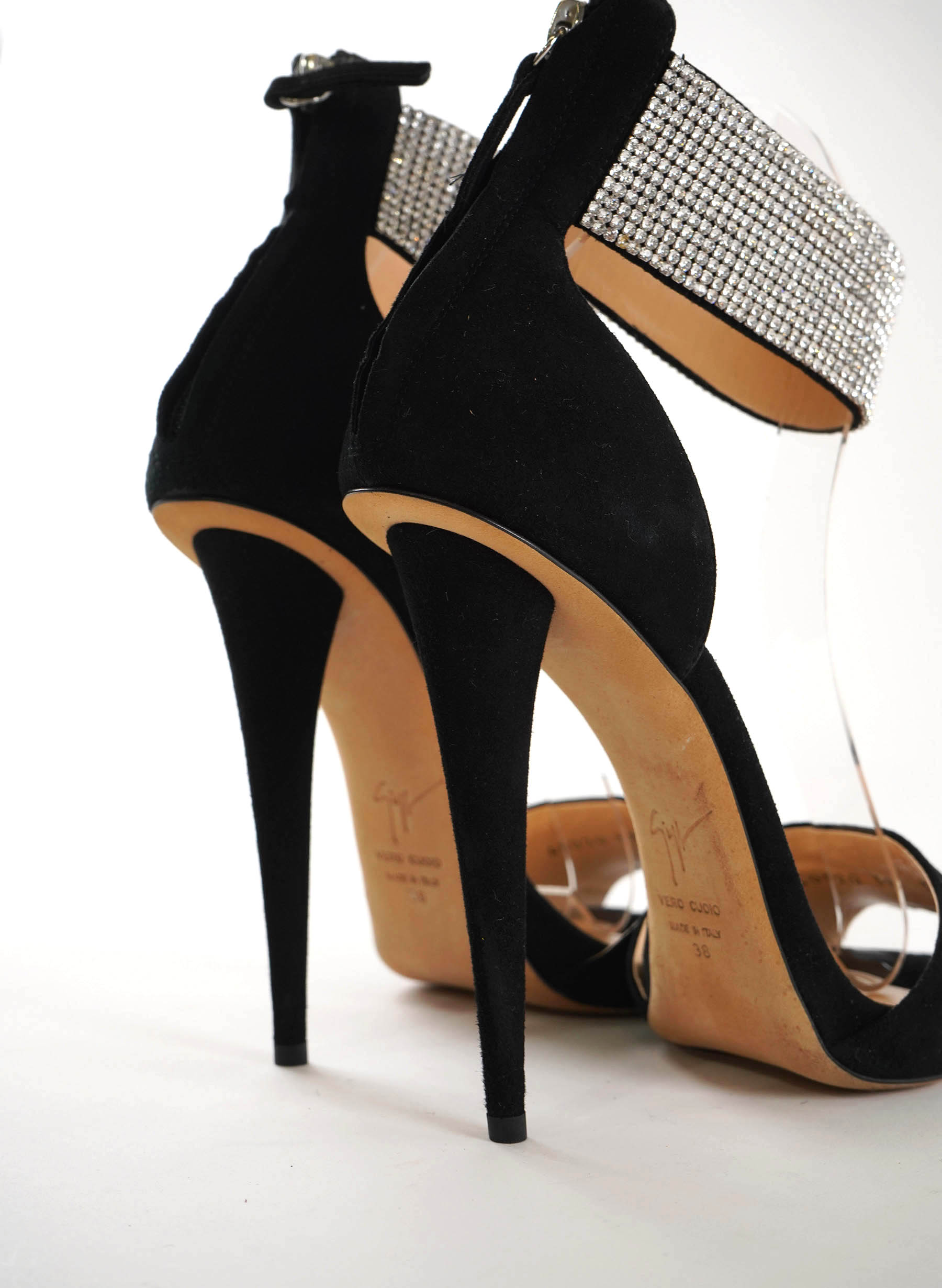 Giuseppe Zanotti Suede Crystal Cuff Sandal Black