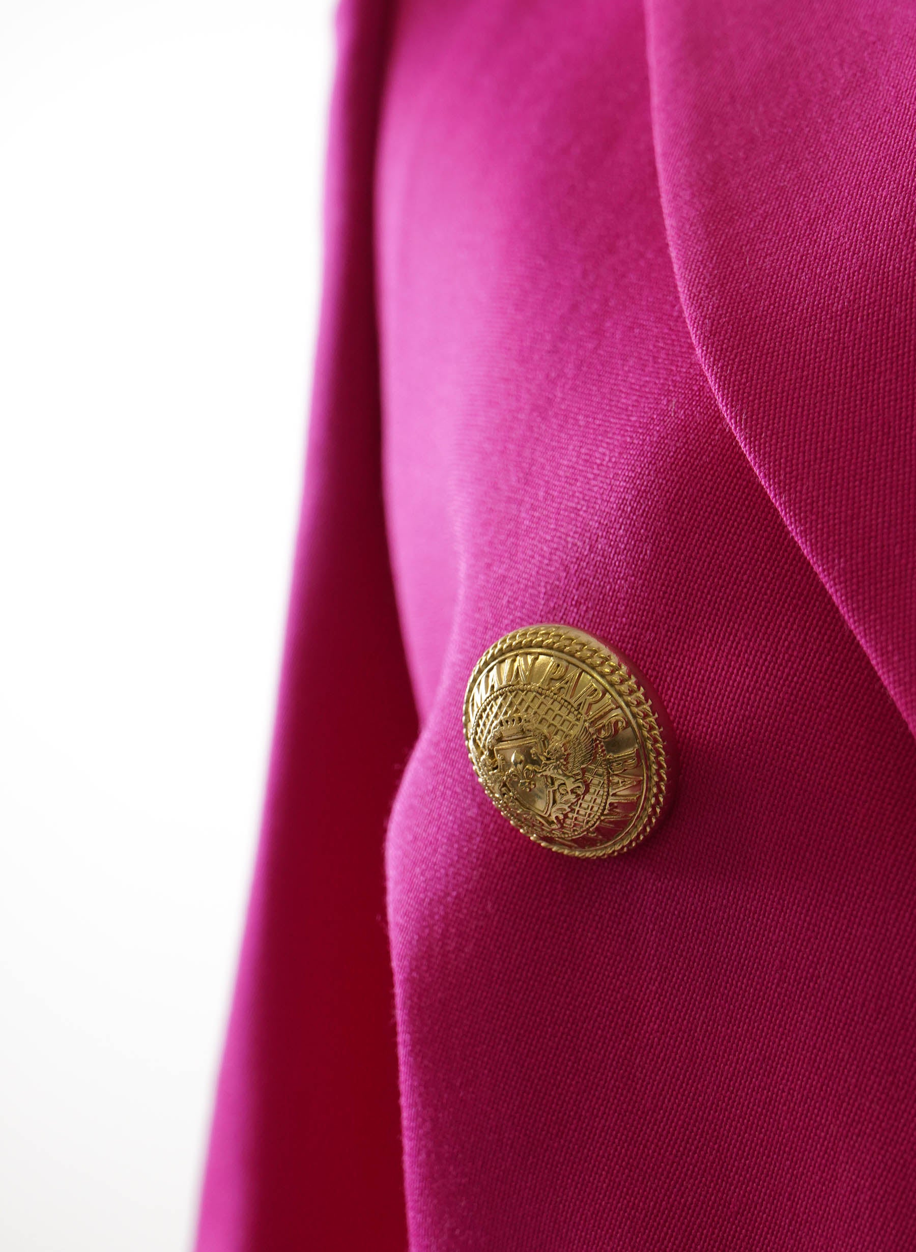 Balmain Pink Fuchsia Pique Double Breasted Blazer