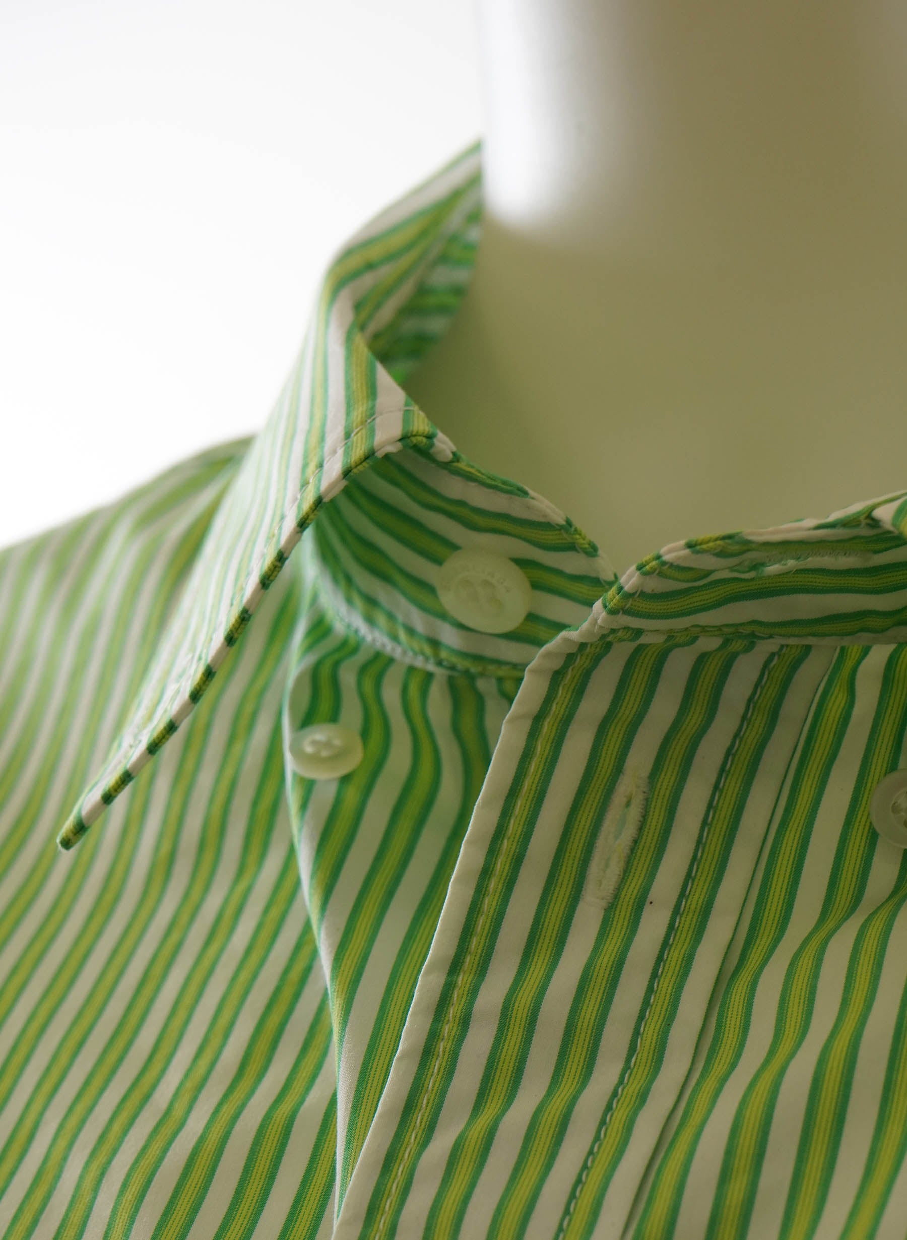 Balenciaga Green Pinstripe Poplin Swing Twisted Shirt