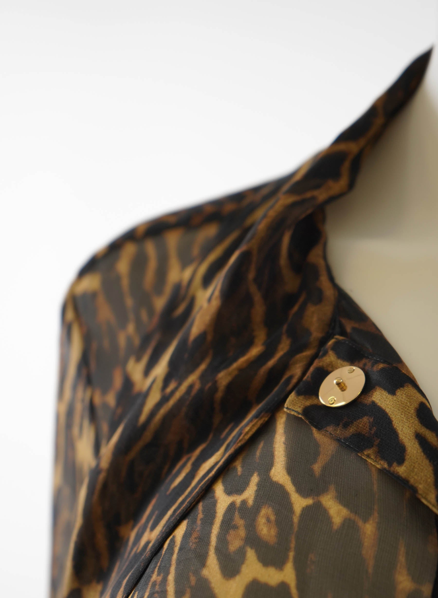 Burberry Lavaliere Blouse in Leopard Print Silk