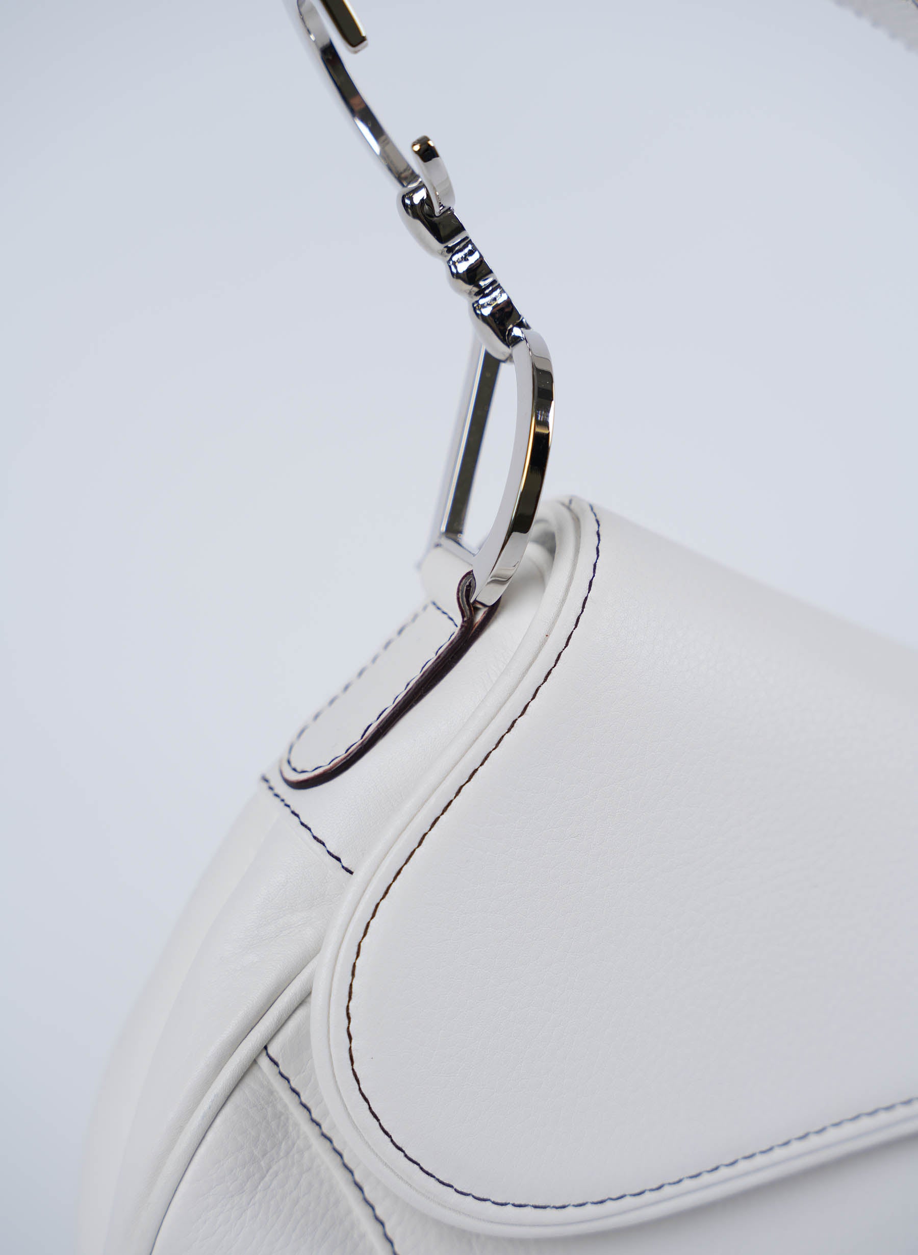 Christian Dior Calfskin Saddle Bag White