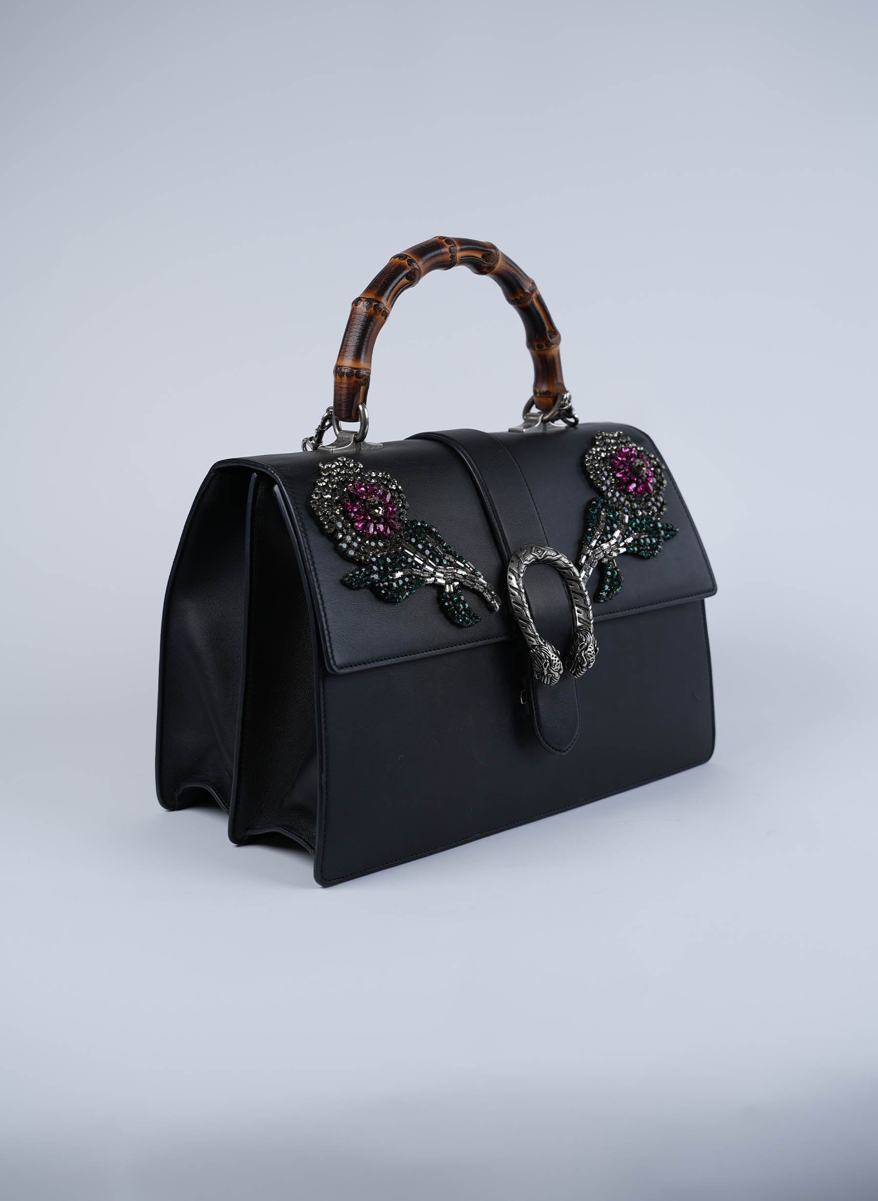 Gucci Large Crystal Flower Embellished Dionysus Bamboo Bag