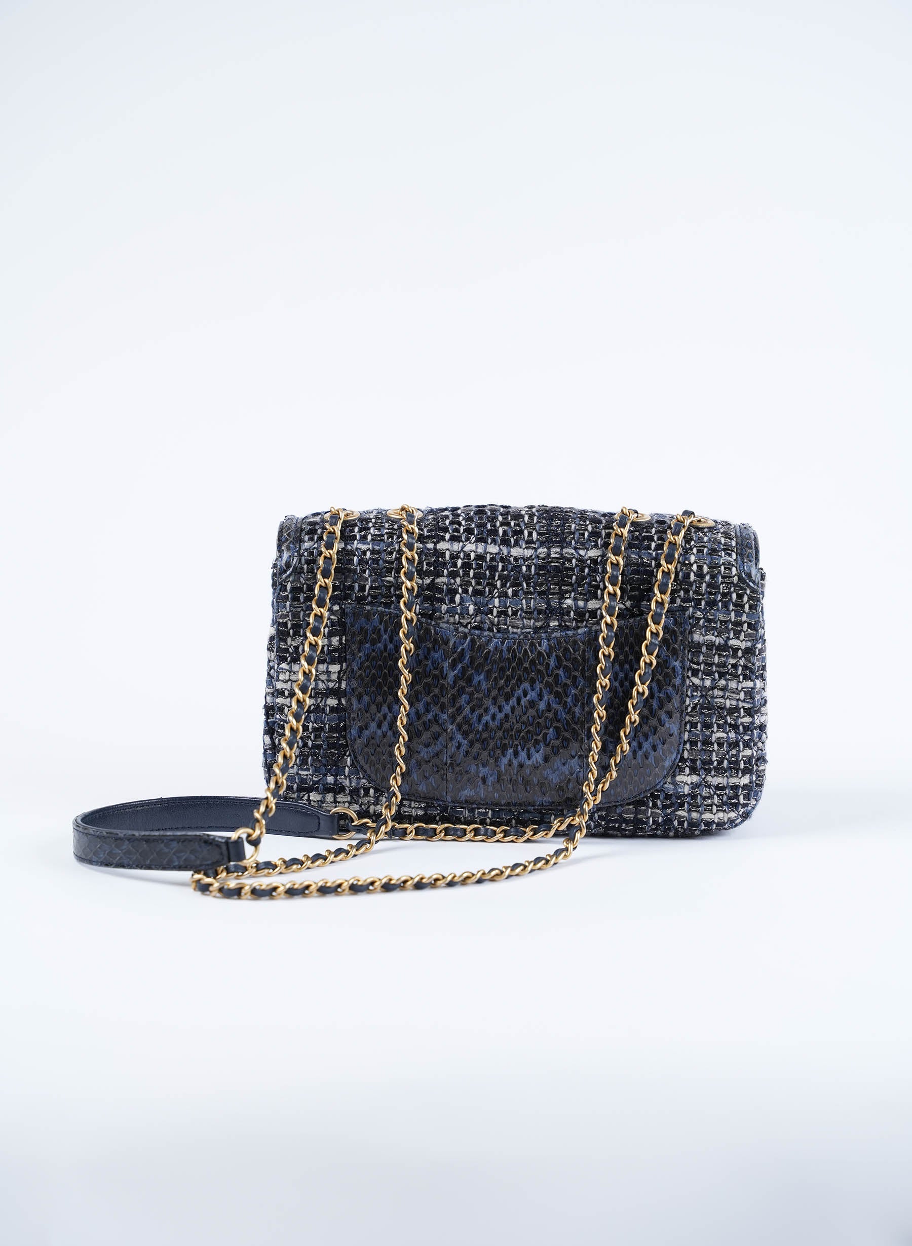 CHANEL 2018 CC Filigree Tweed Elaphe Flap Bag