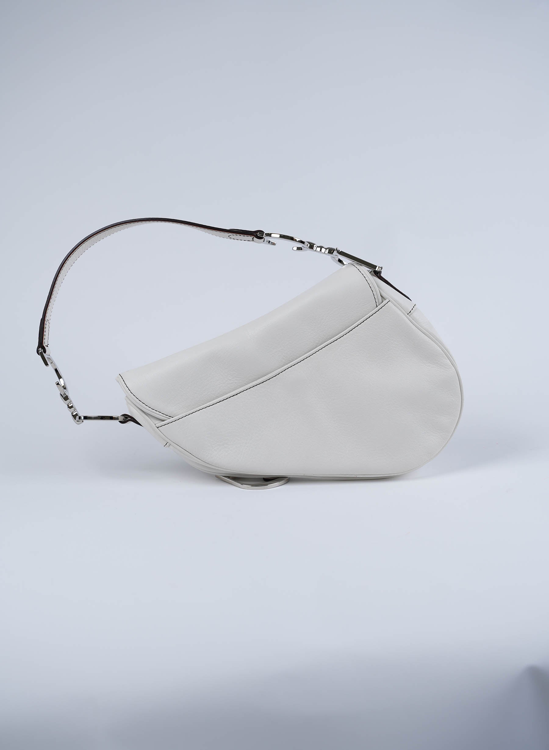 Christian Dior Calfskin Saddle Bag White