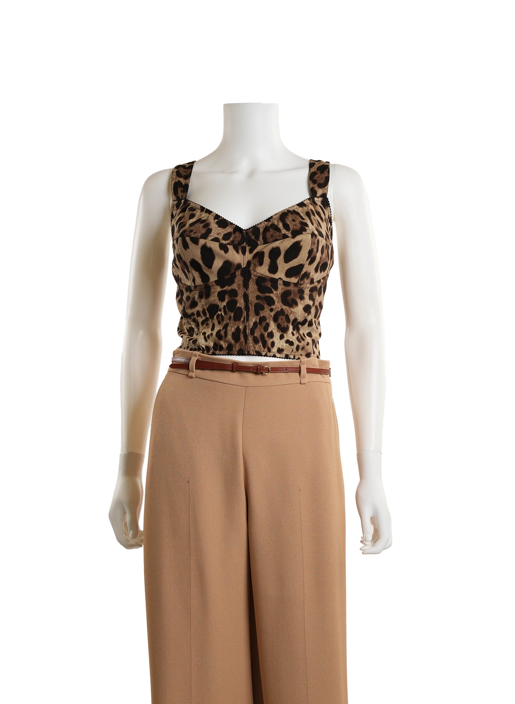 Dolce & Gabbana Leopard-Print Charmeuse Bustier Top