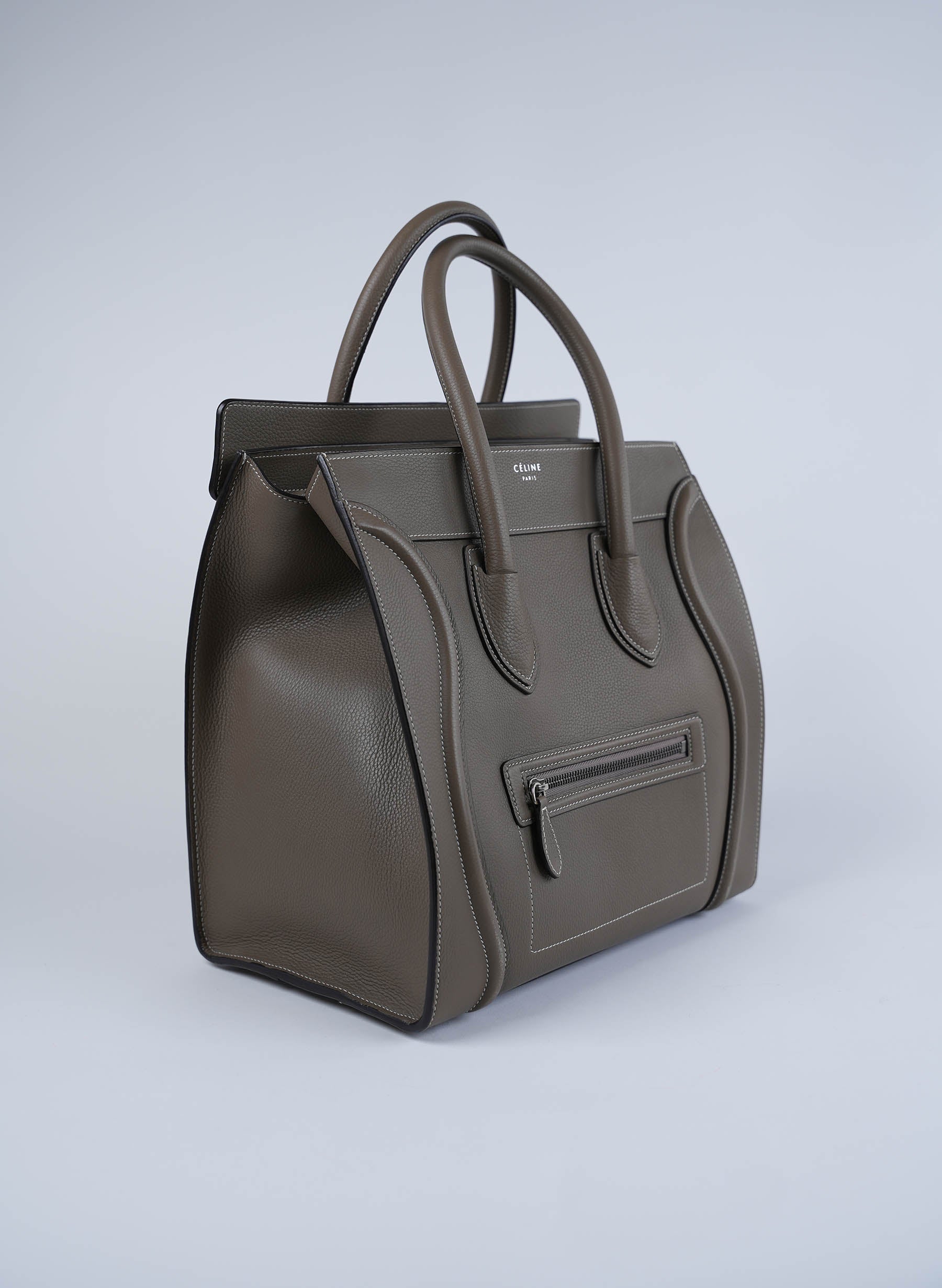 Celine Micro Luggage Handbag in Drummed Calfskin