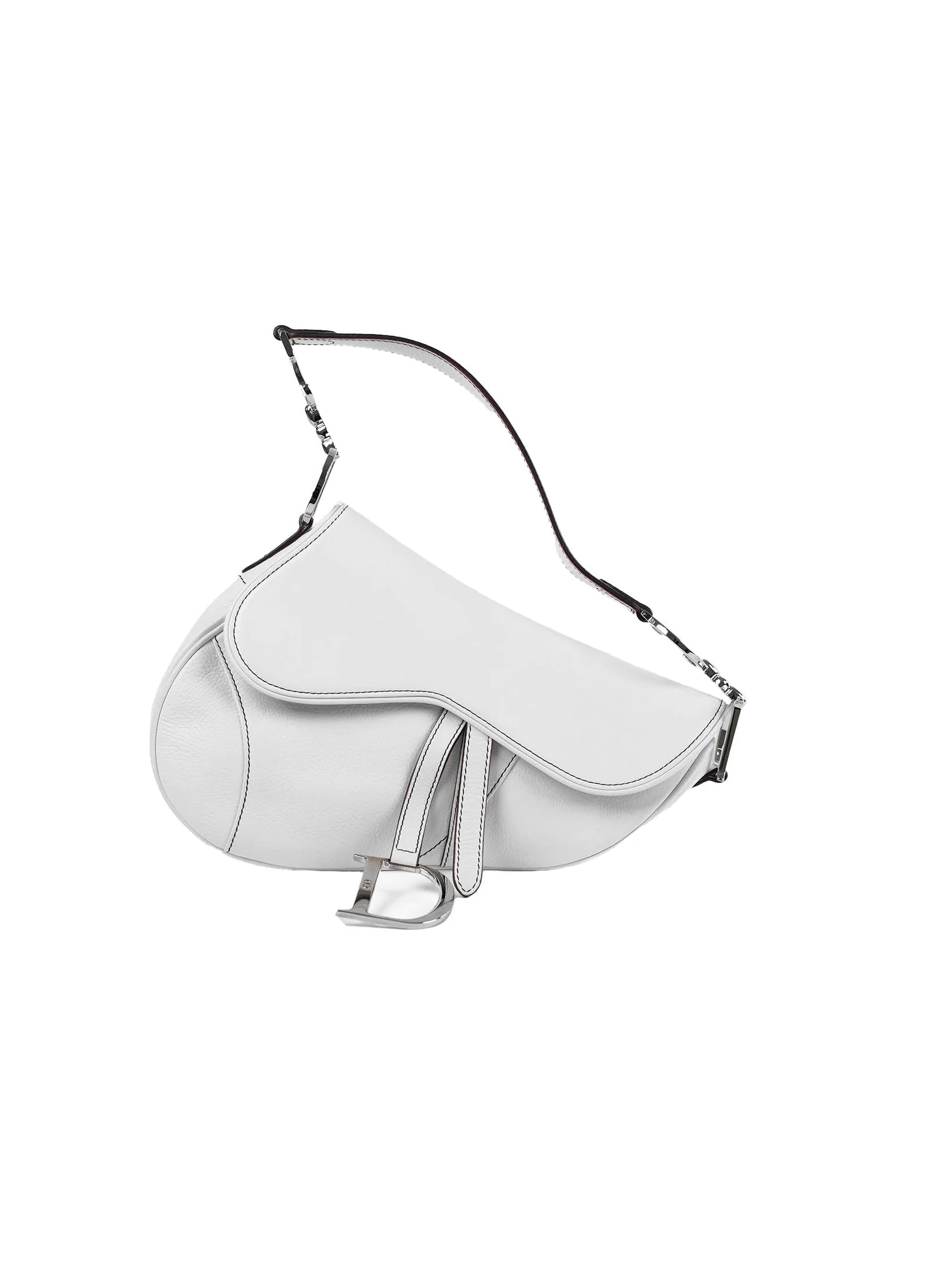 Christian Dior Calfskin Saddle Bag White