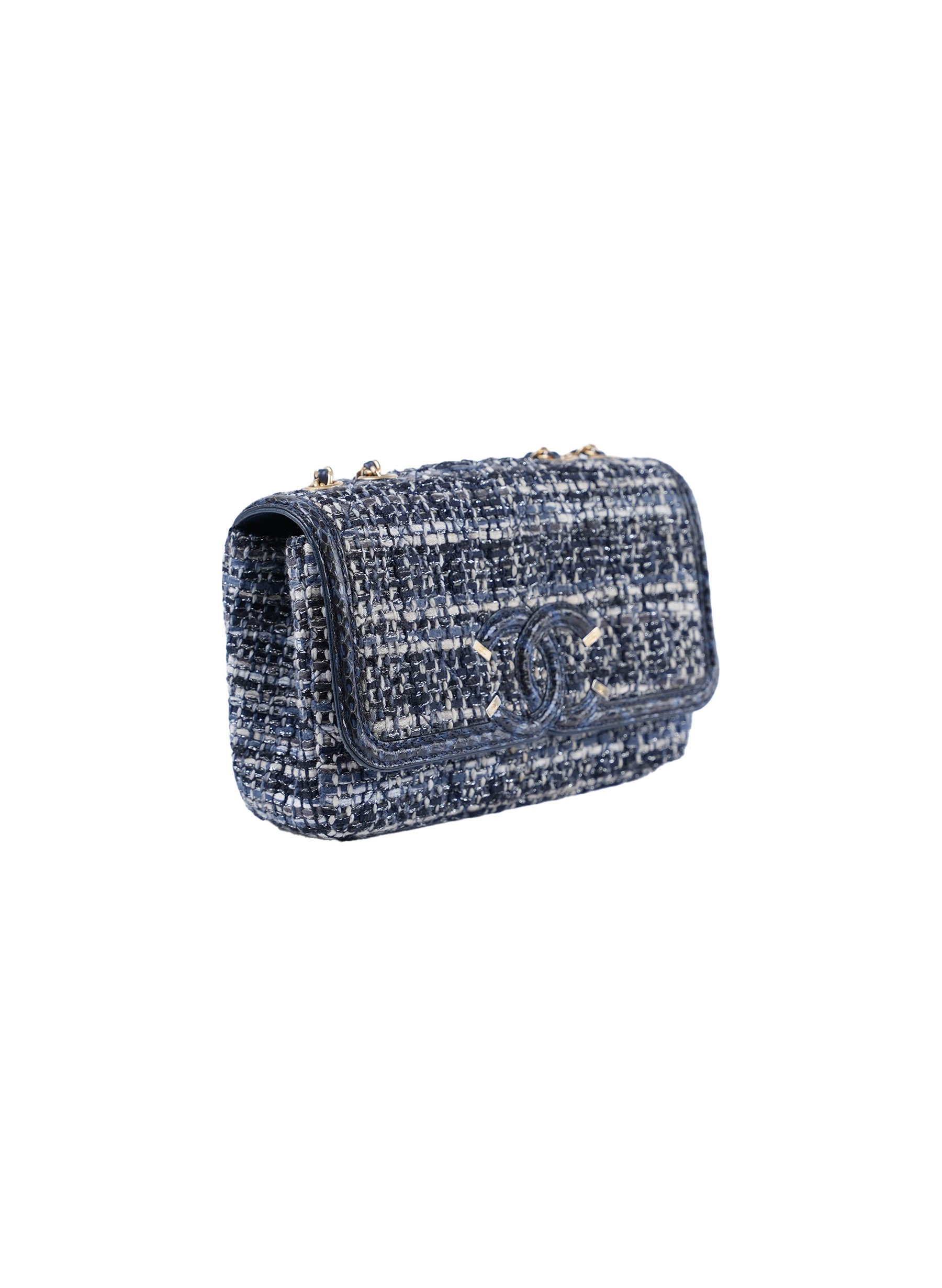 CHANEL 2018 CC Filigree Tweed Elaphe Flap Bag