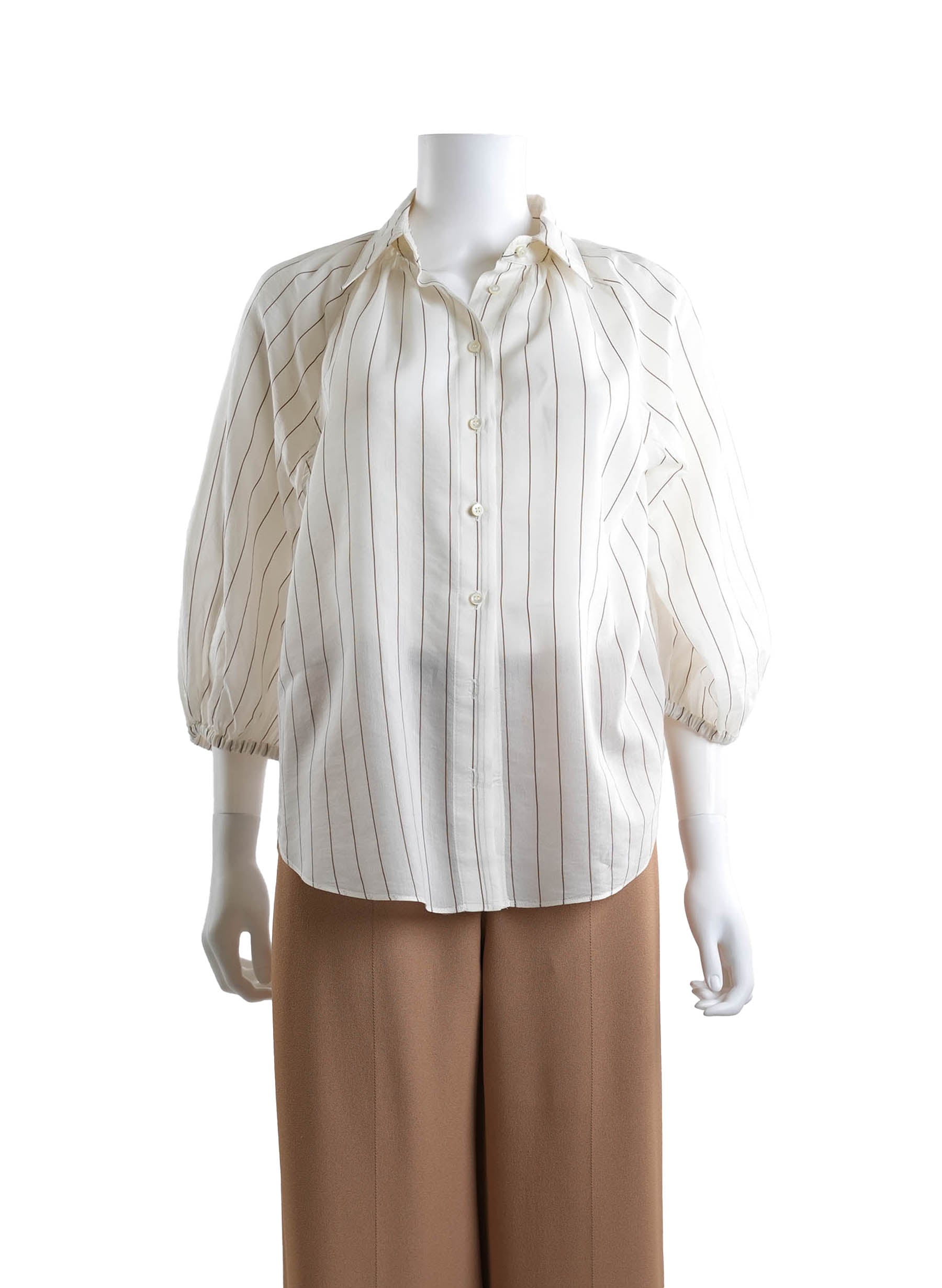 Brunello Cucinelli Raglan-Sleeved Buttoned Pinstripe Shirt