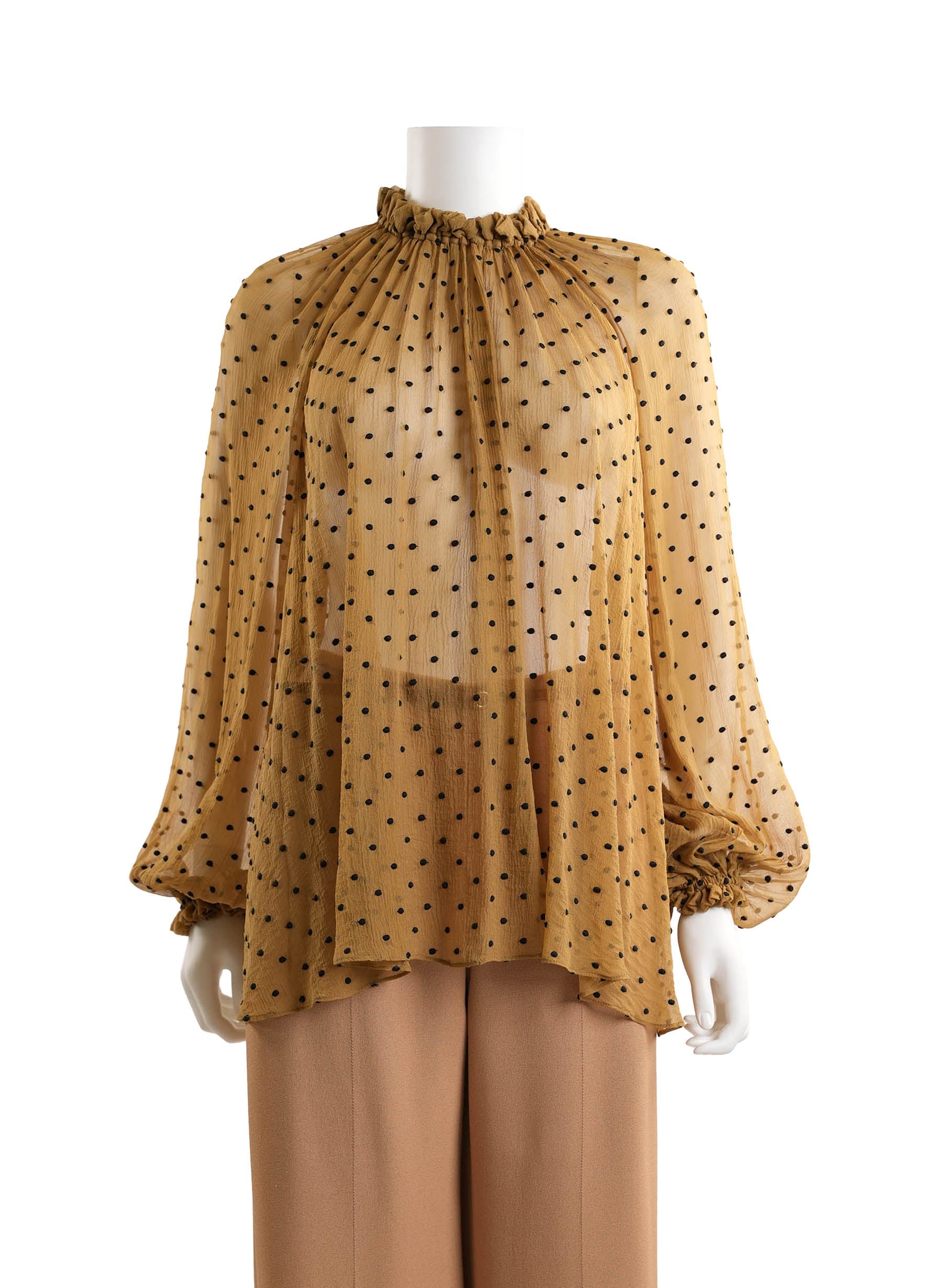 Zimmermann Gathered Swiss-Dot Silk-Crepon Blouse