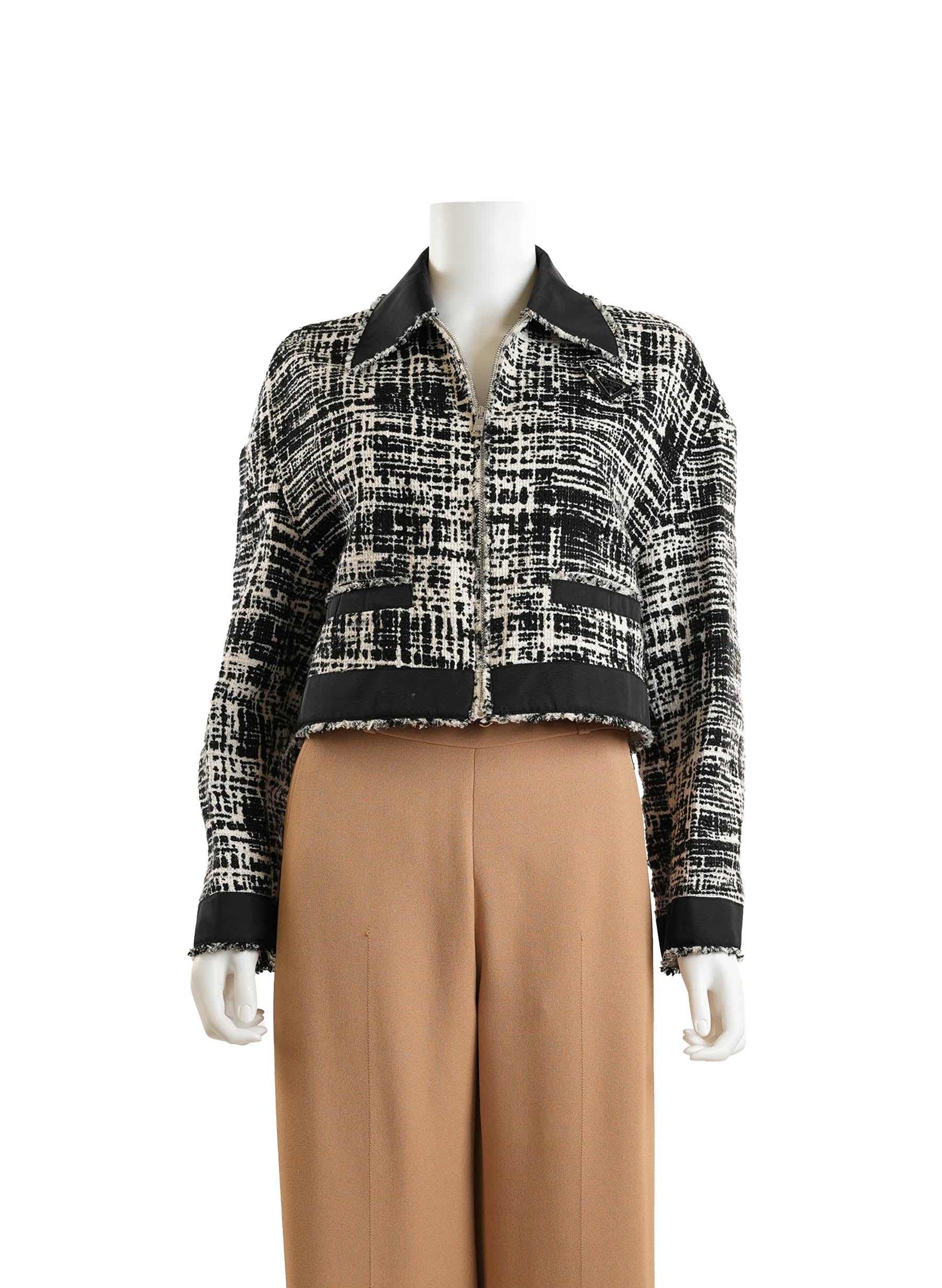 Prada Re-Nylon Cropped Tweed Jacket