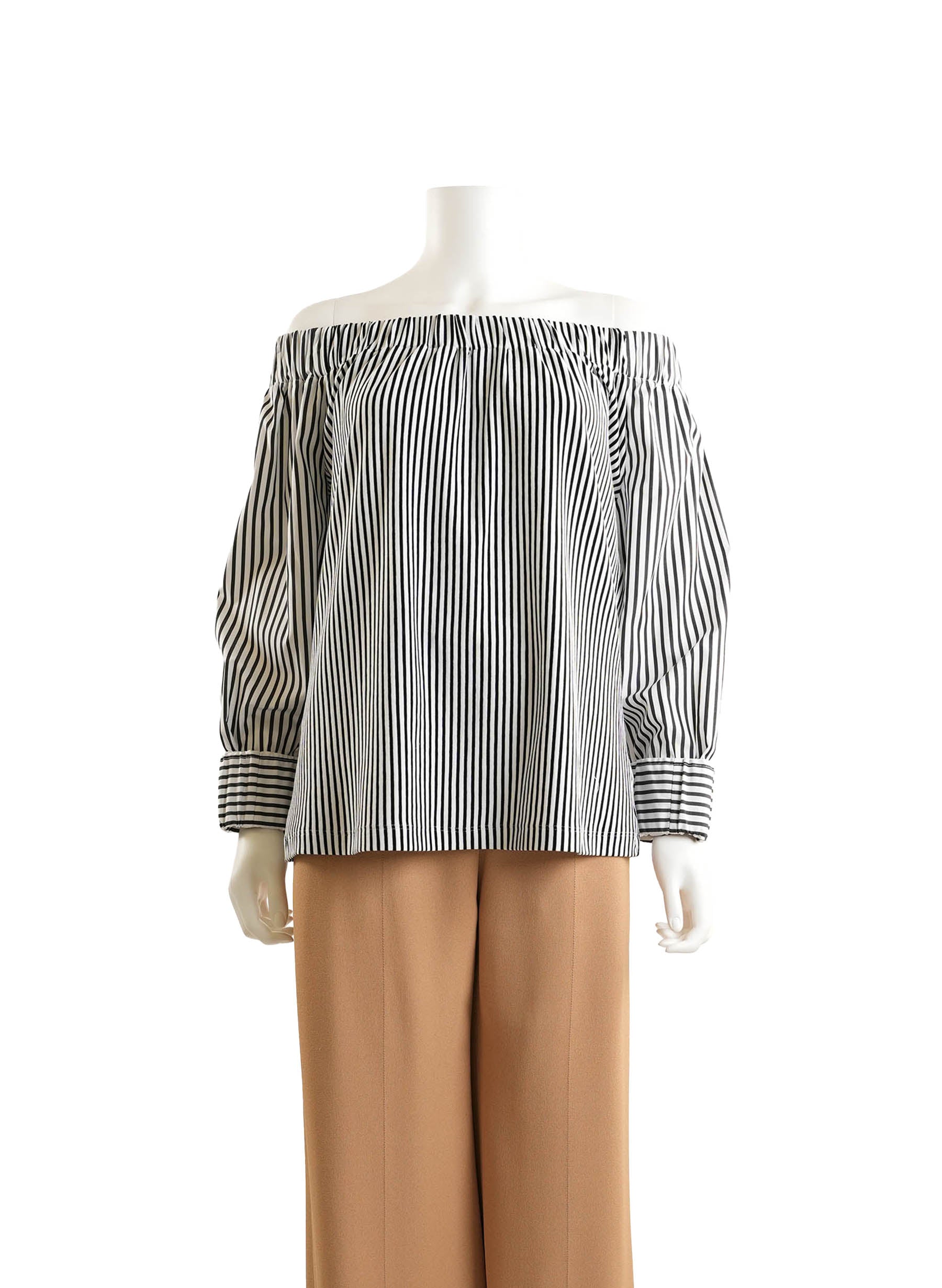 Max Mara Seggio Cotton Off-The-Shoulder Striped Blouse