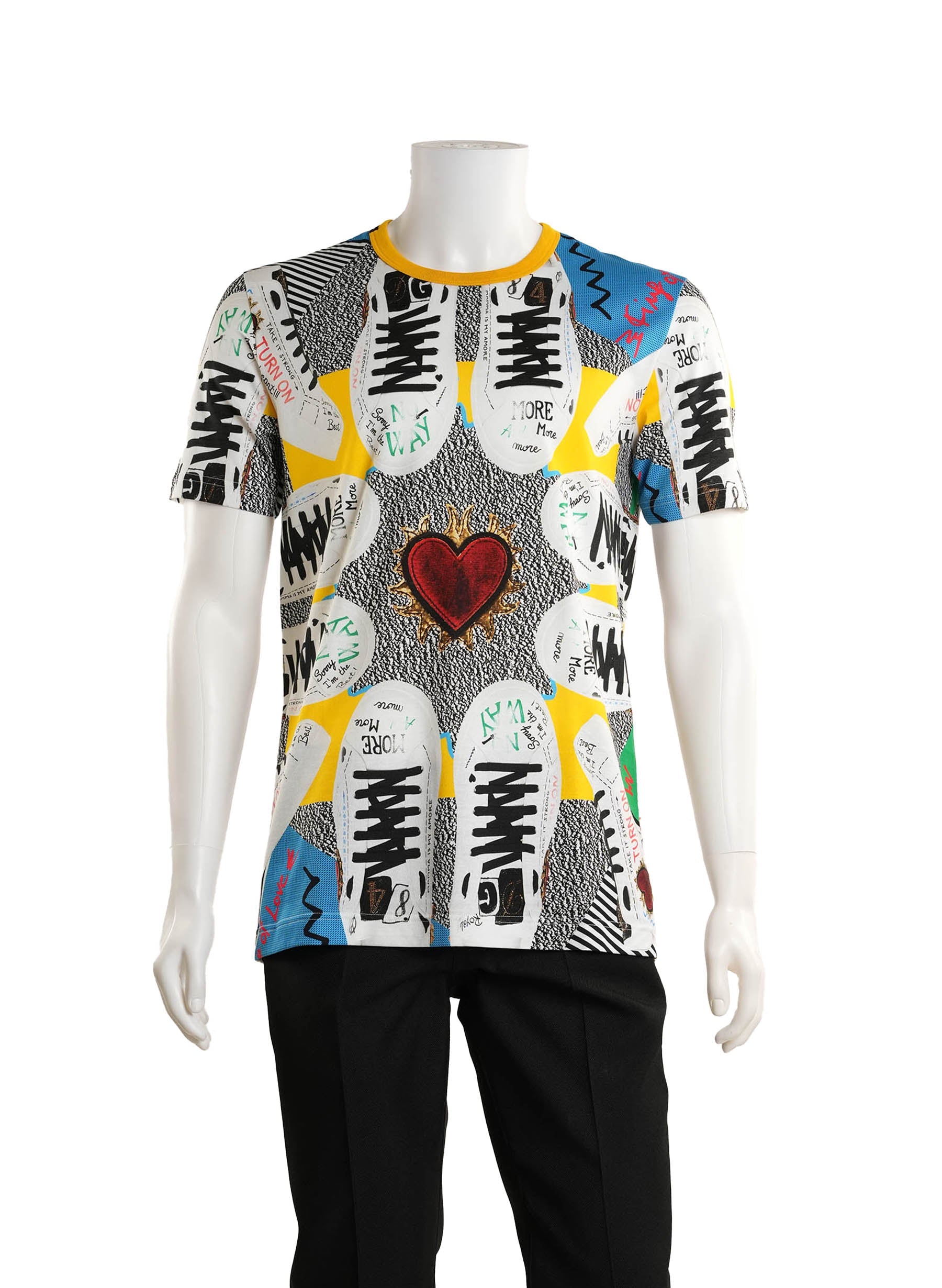 Dolce & Gabbana Multicolour Cotton Sacred Heart Sneaker Print T-Shirt