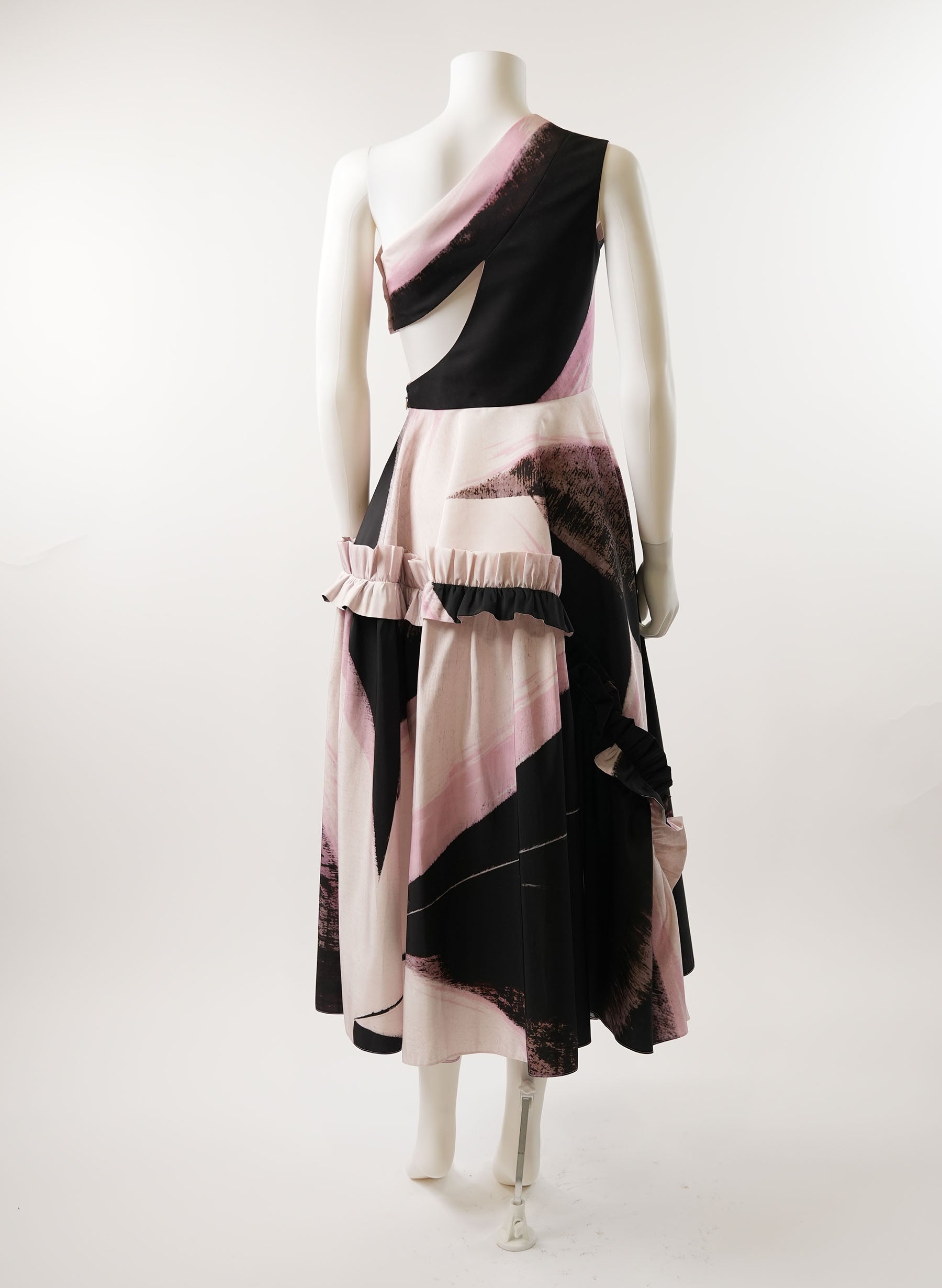 Alexander McQueen Dyed One-Shoulder Day Dress w/ Cutout