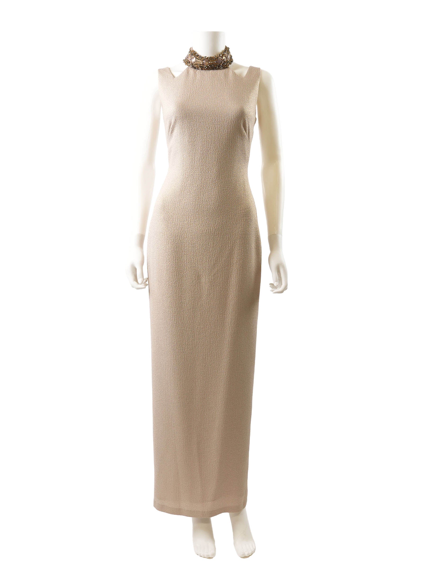 Badgley Mischka Embellished Collar Sleeveless Gown