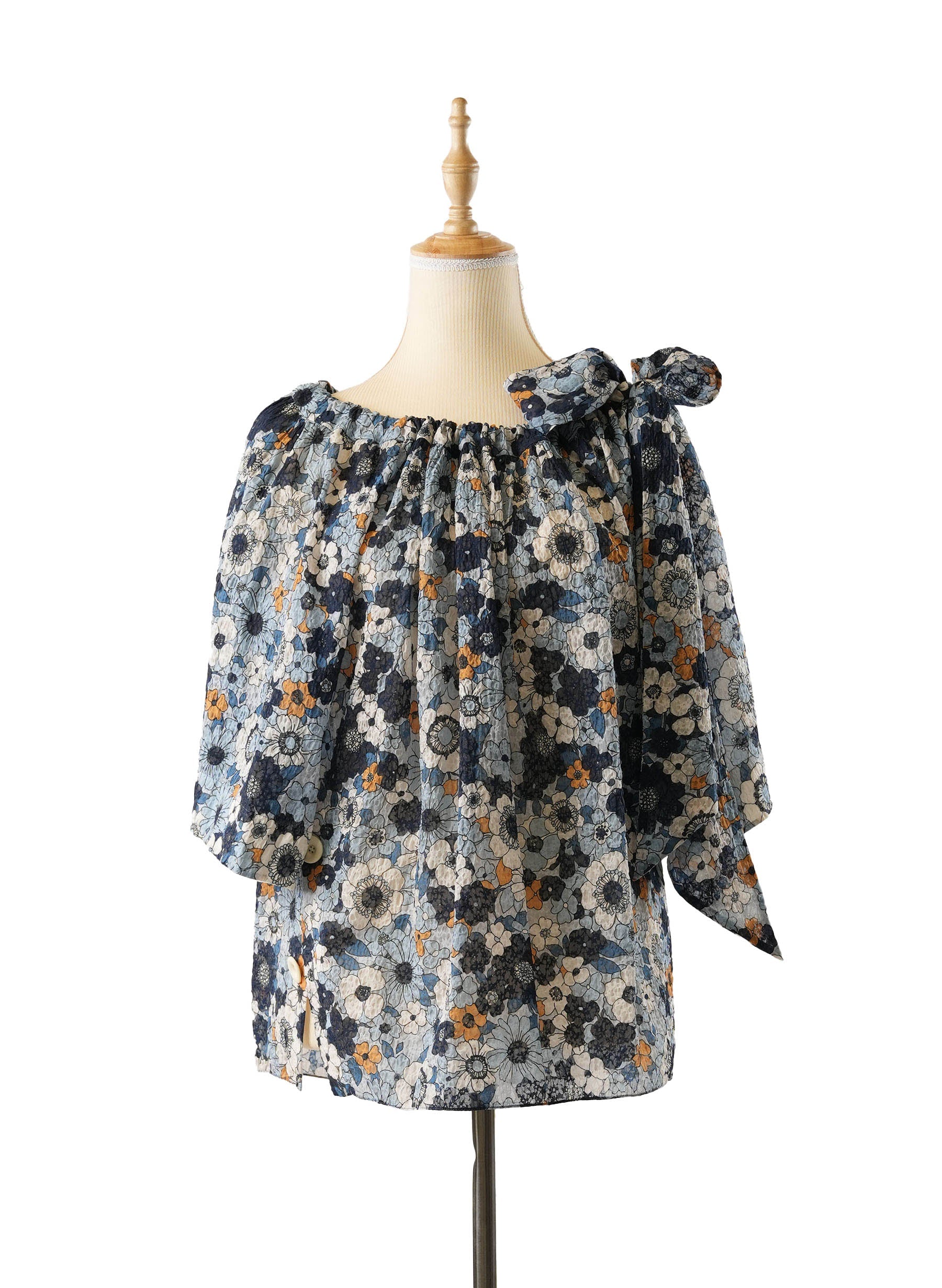 Chloe Floral Print Scoop Neck Blouse