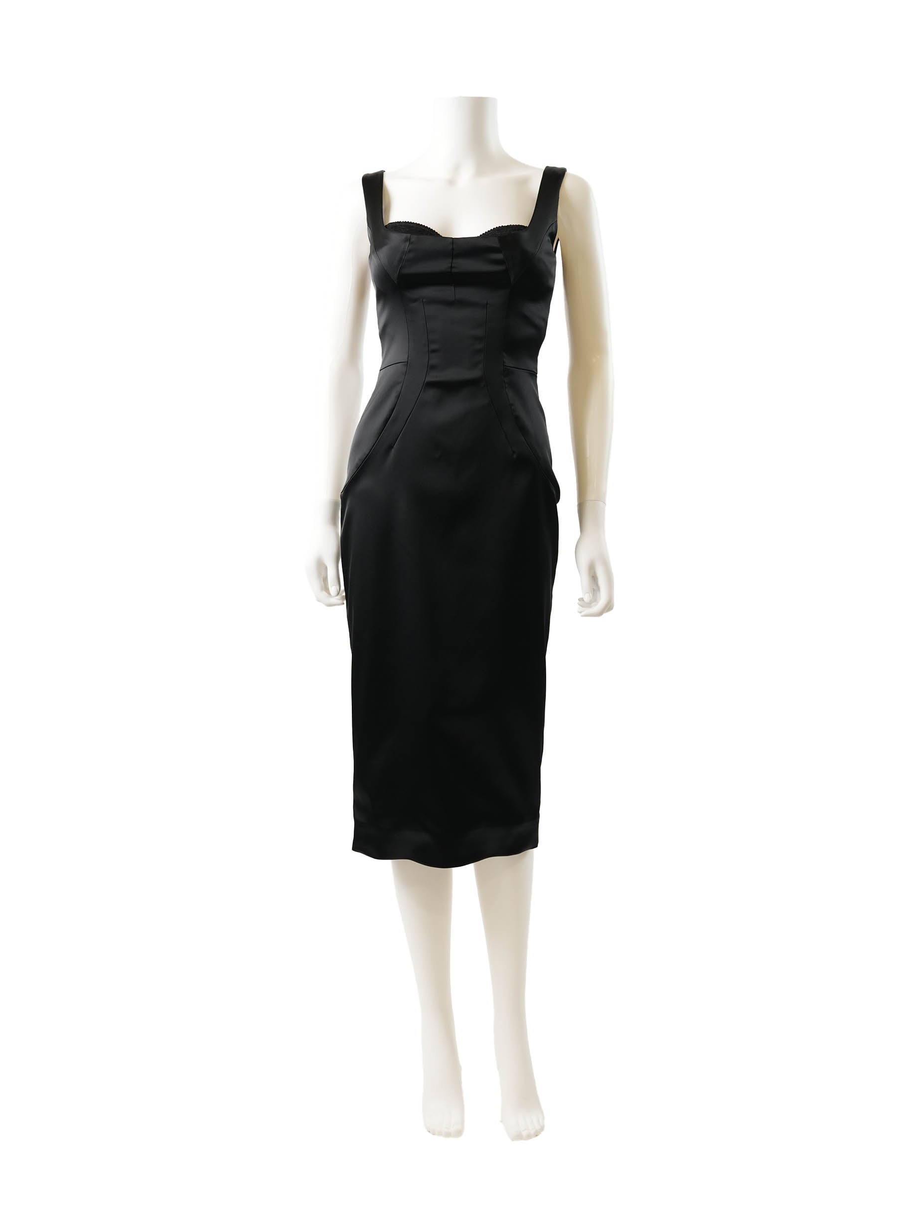 Dolce & Gabbana Sweetheart Satin Midi Sheath Dress