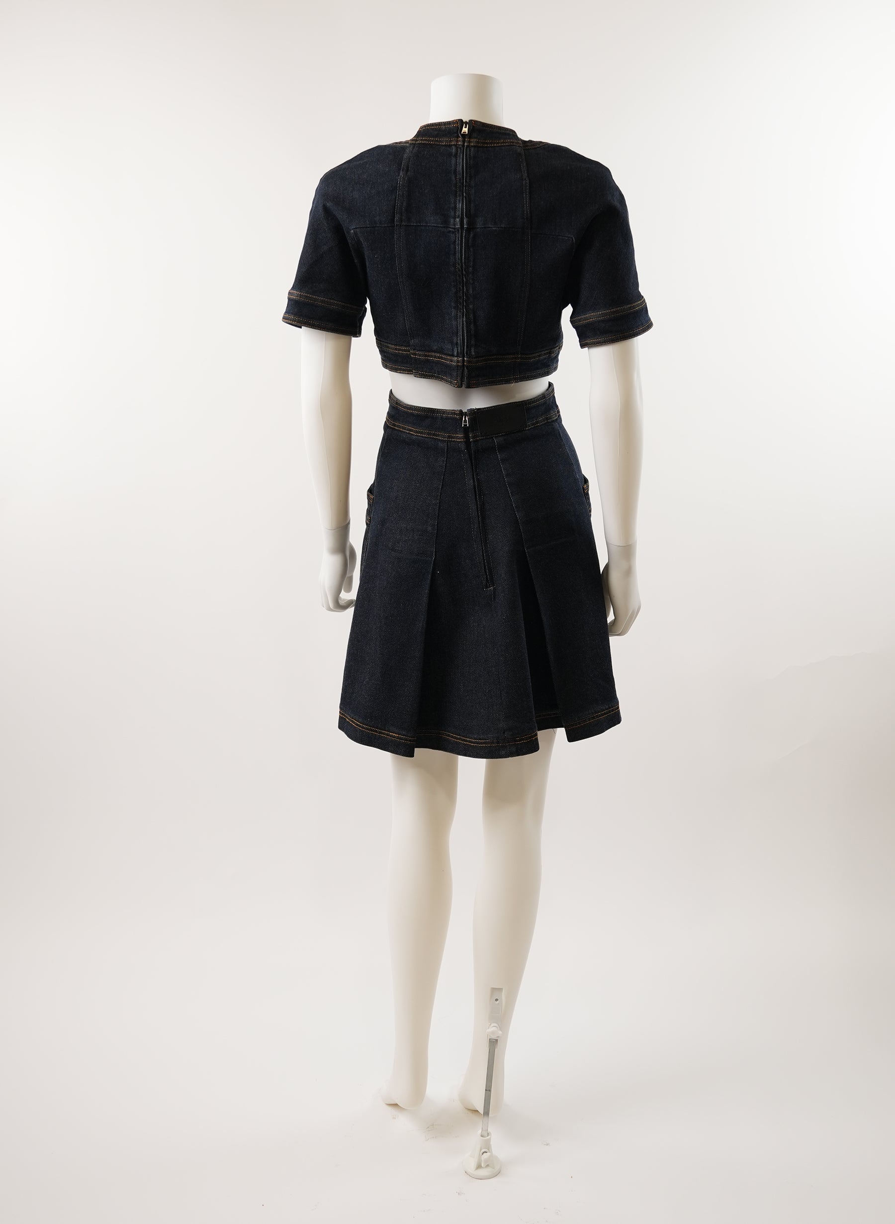 Fendi Short-Sleeve Denim Cutout Dress