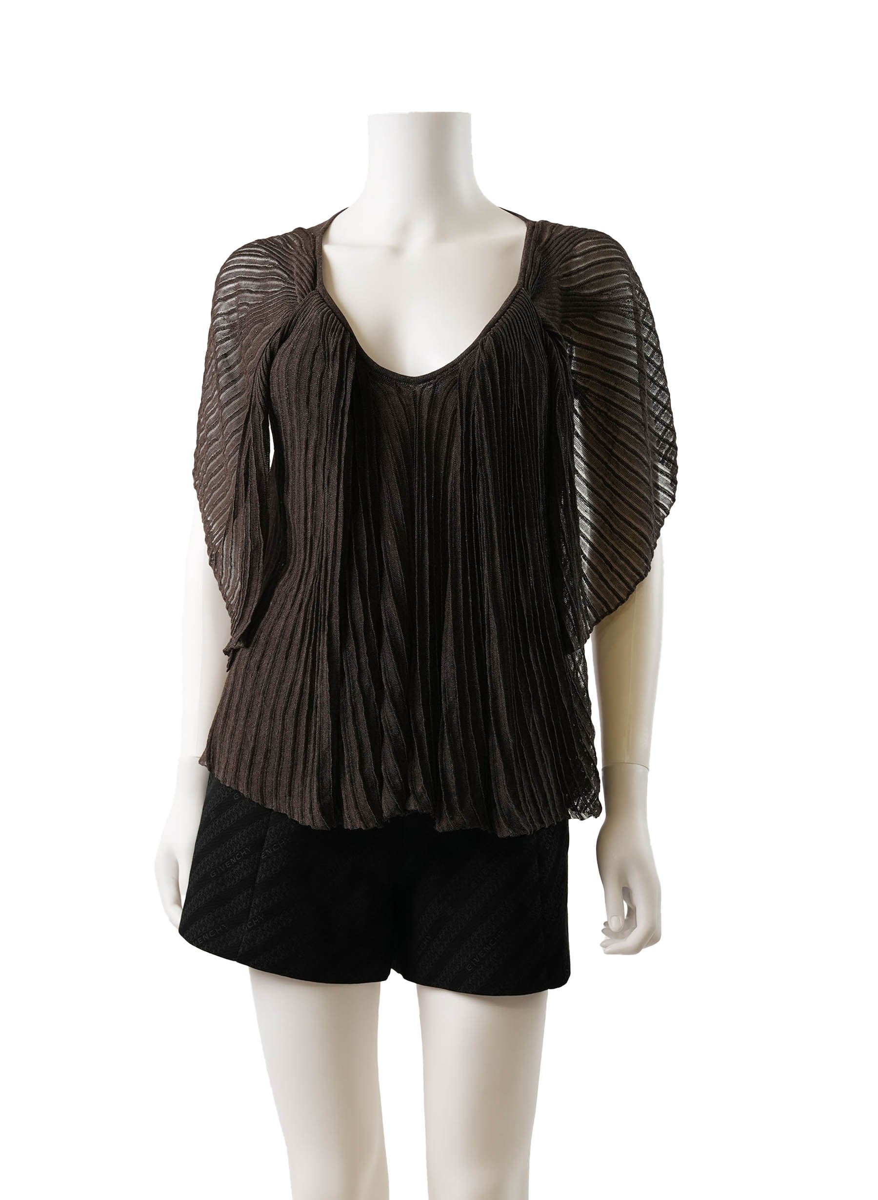 Givenchy Scoop Neck Three-Quarter Sleeve Blouse