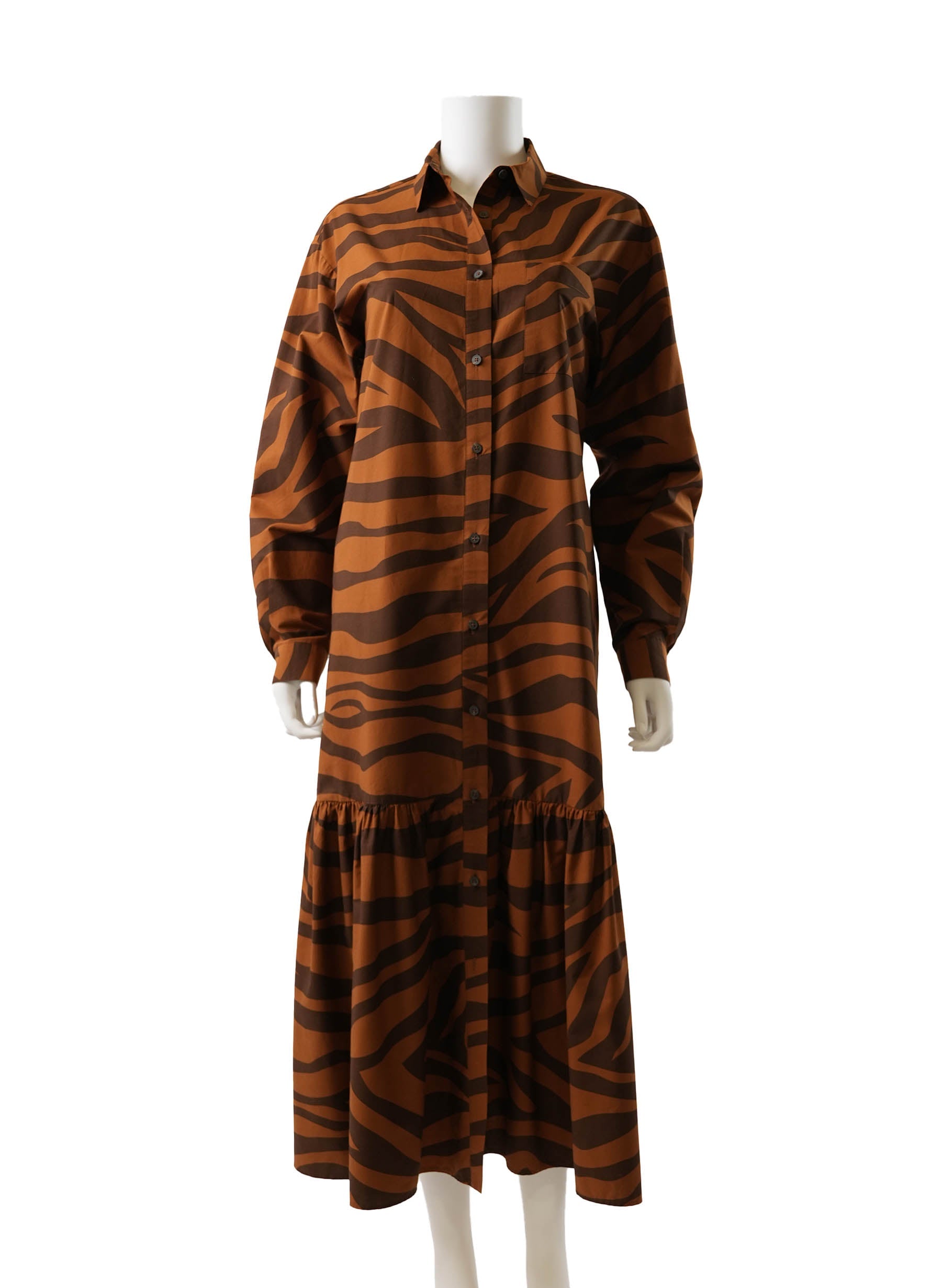 Mara Hoffman Freda Tiger Print Ruffle Hem Maxi Dress