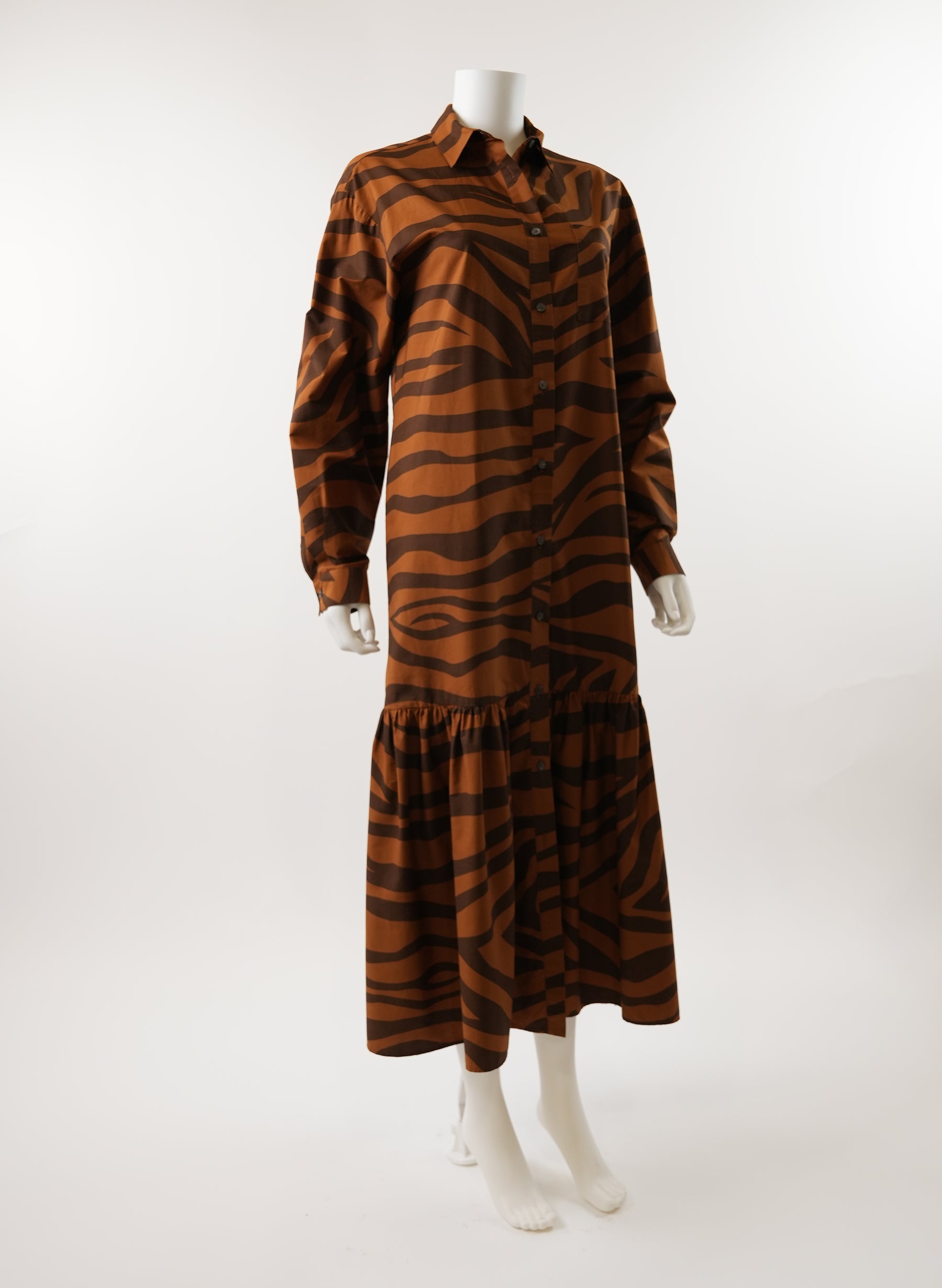 Mara Hoffman Freda Tiger Print Ruffle Hem Maxi Dress